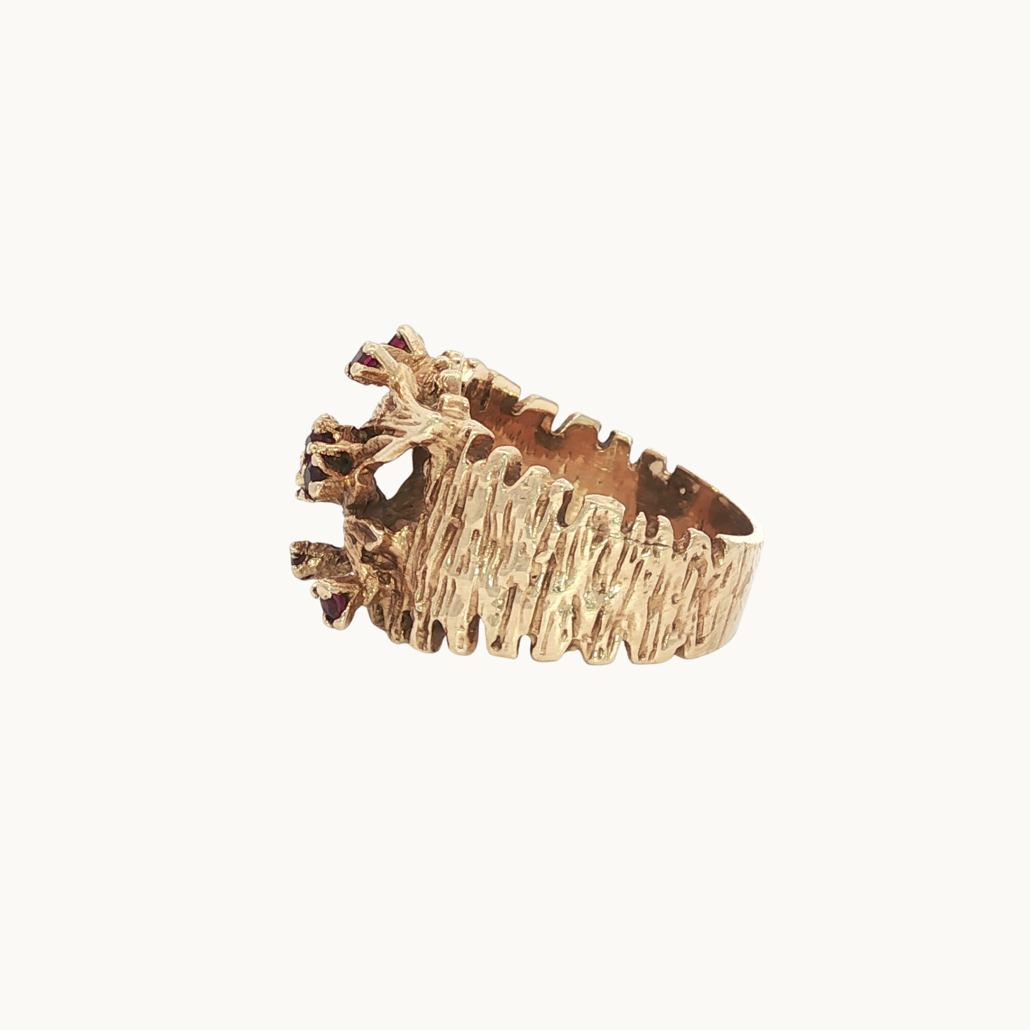 14K Yellow Gold Cocktail Ring with Ruby