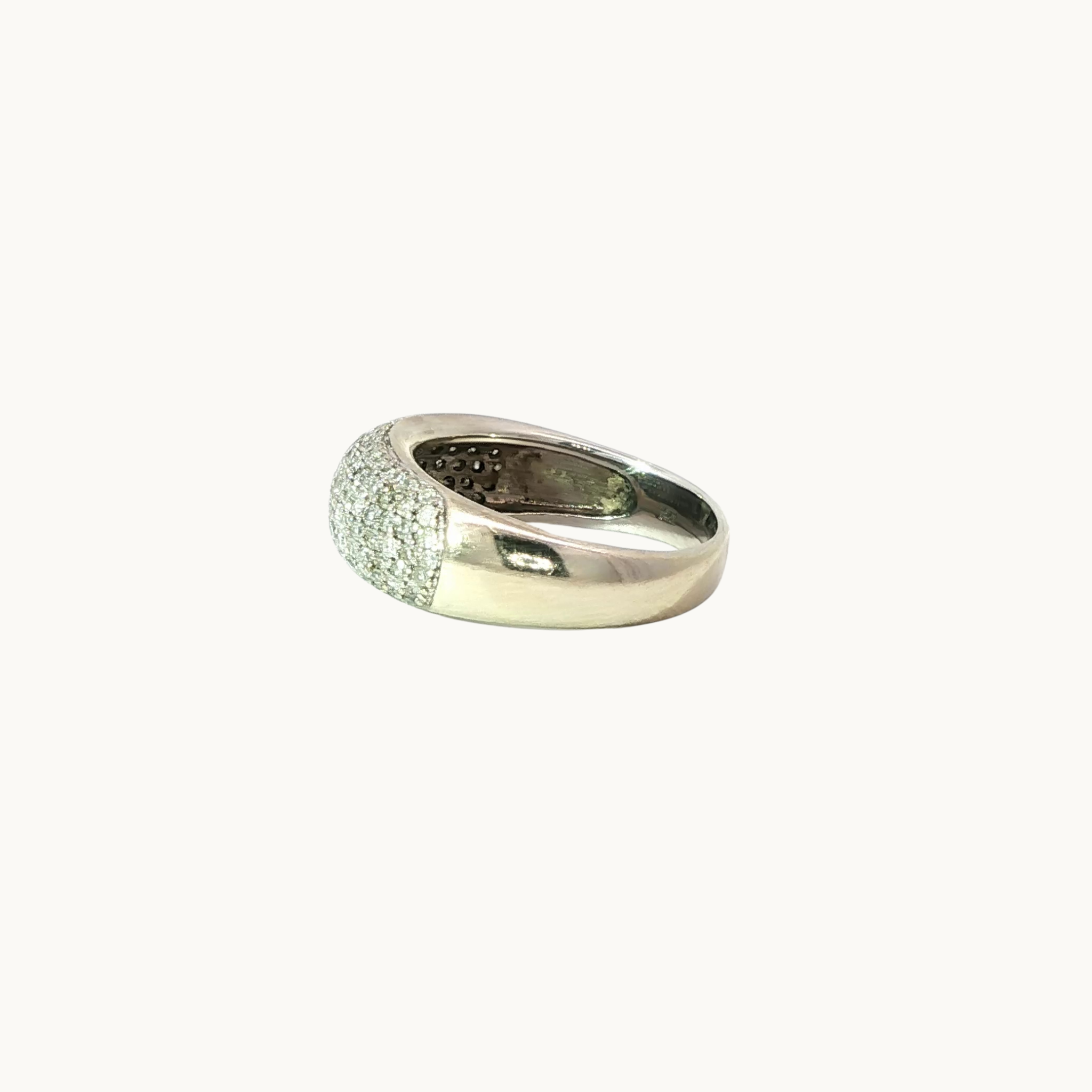 14K White Gold Band Ring with Diamonds
