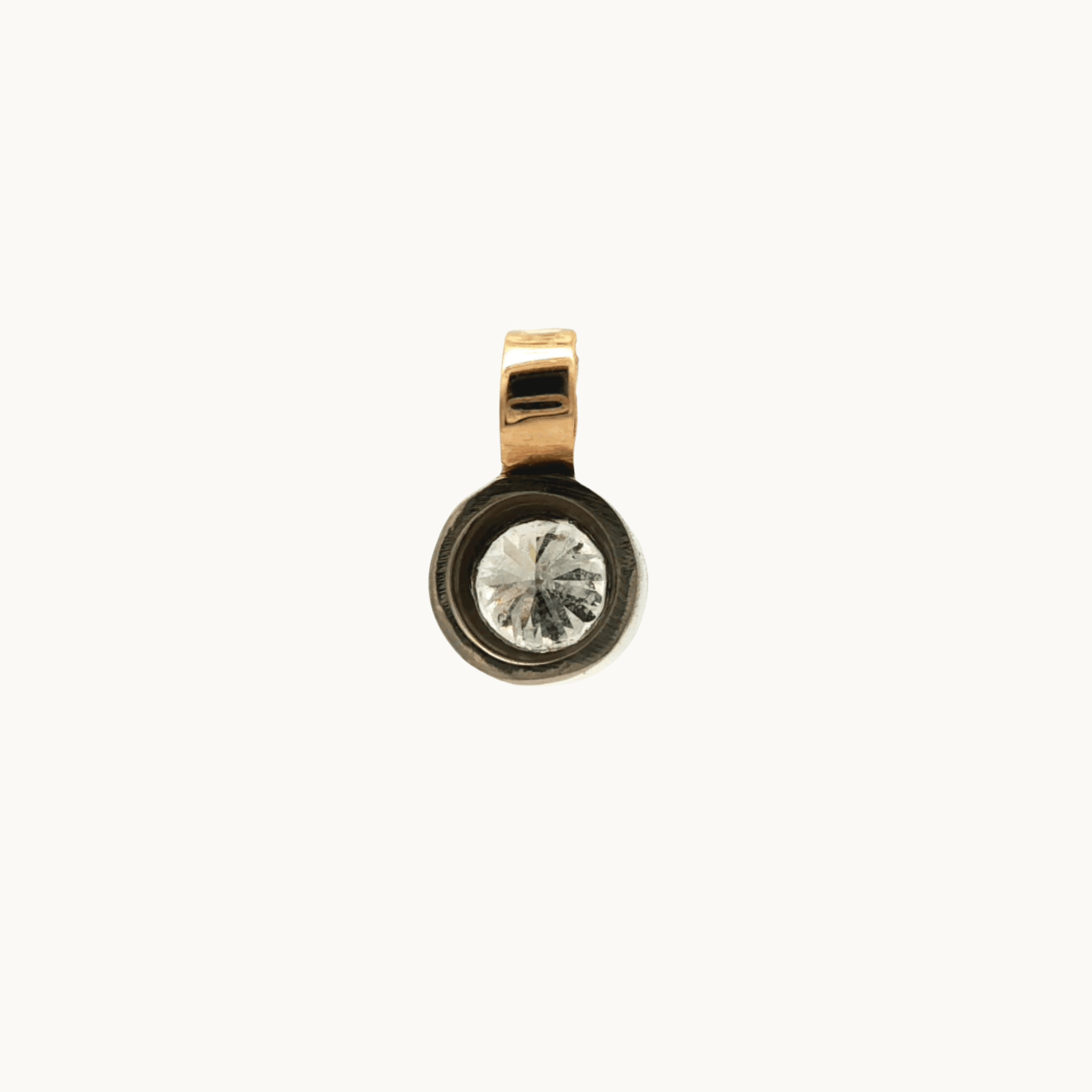 10K White and Yellow Gold Pendant with Diamond