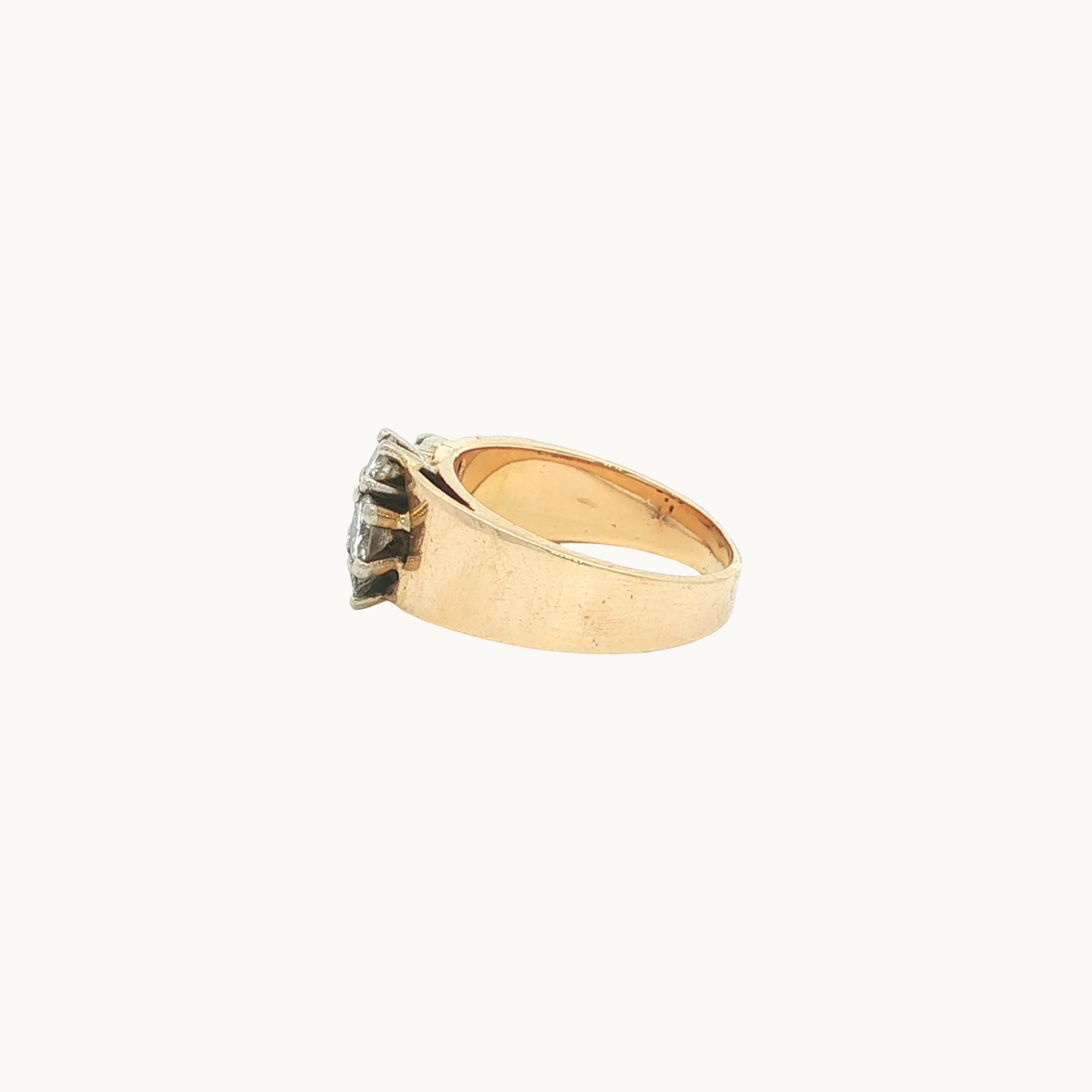 Bague Vintage "BIRKS" en Or Jaune et Blanc 14K avec Diamants