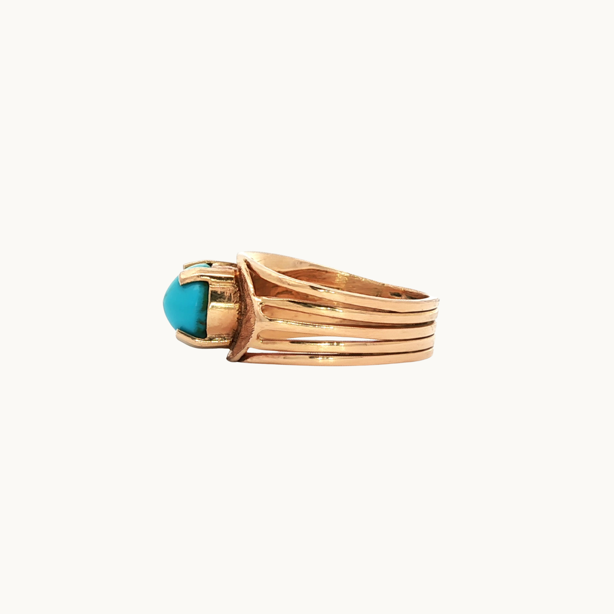 Bague en Or jaune 18K avec Turquoise