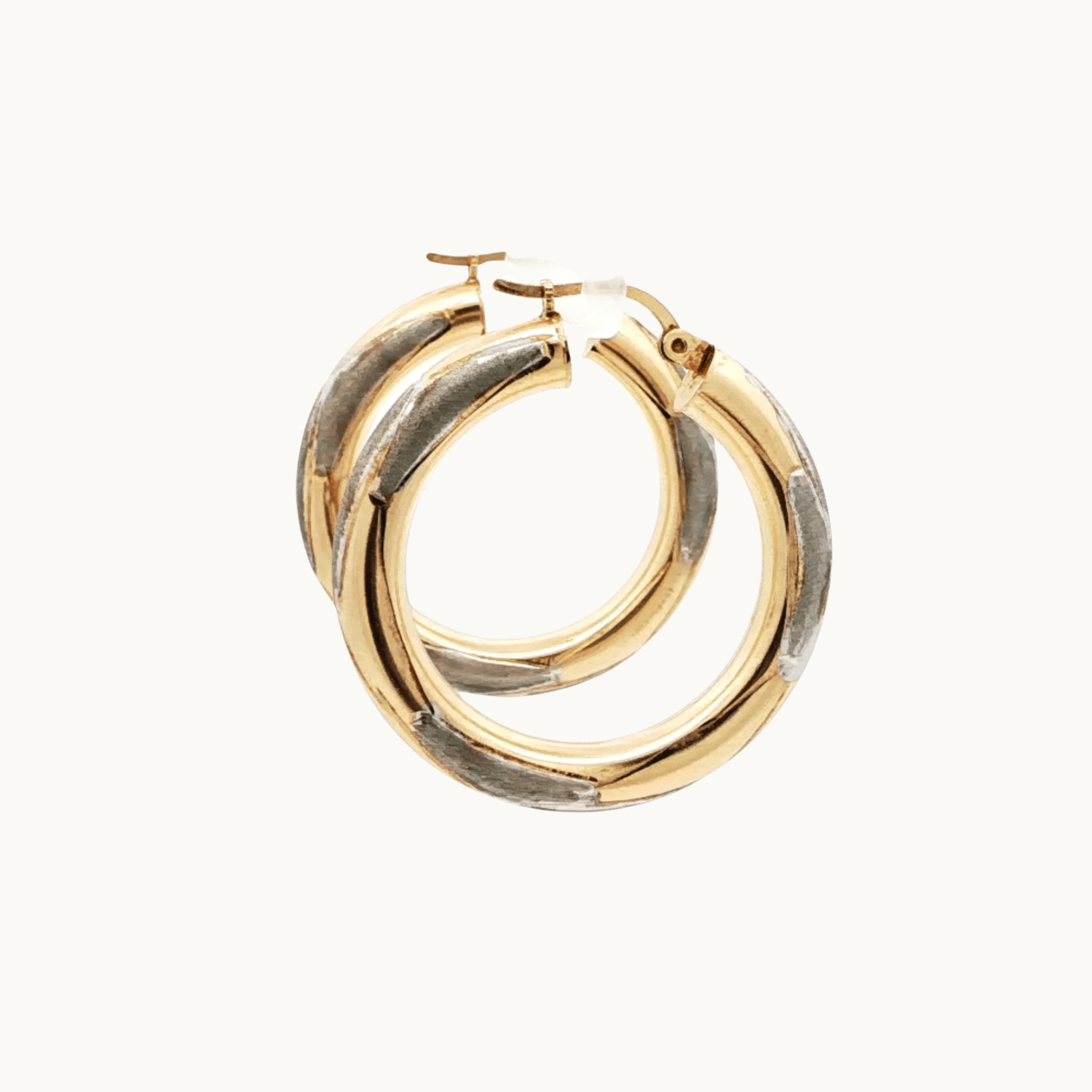 Two-tone Hoop Earrings in 10K Yellow and White Gold