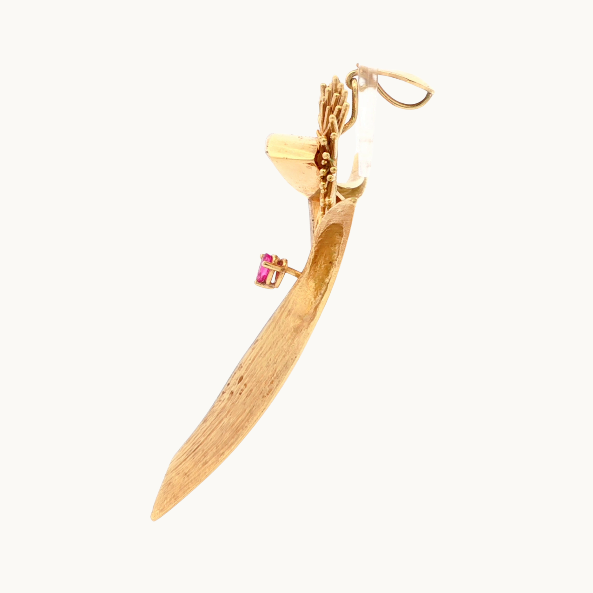 Pendentif abstrait en Or Jaune et blanc 18K avec Rubis et Diamants