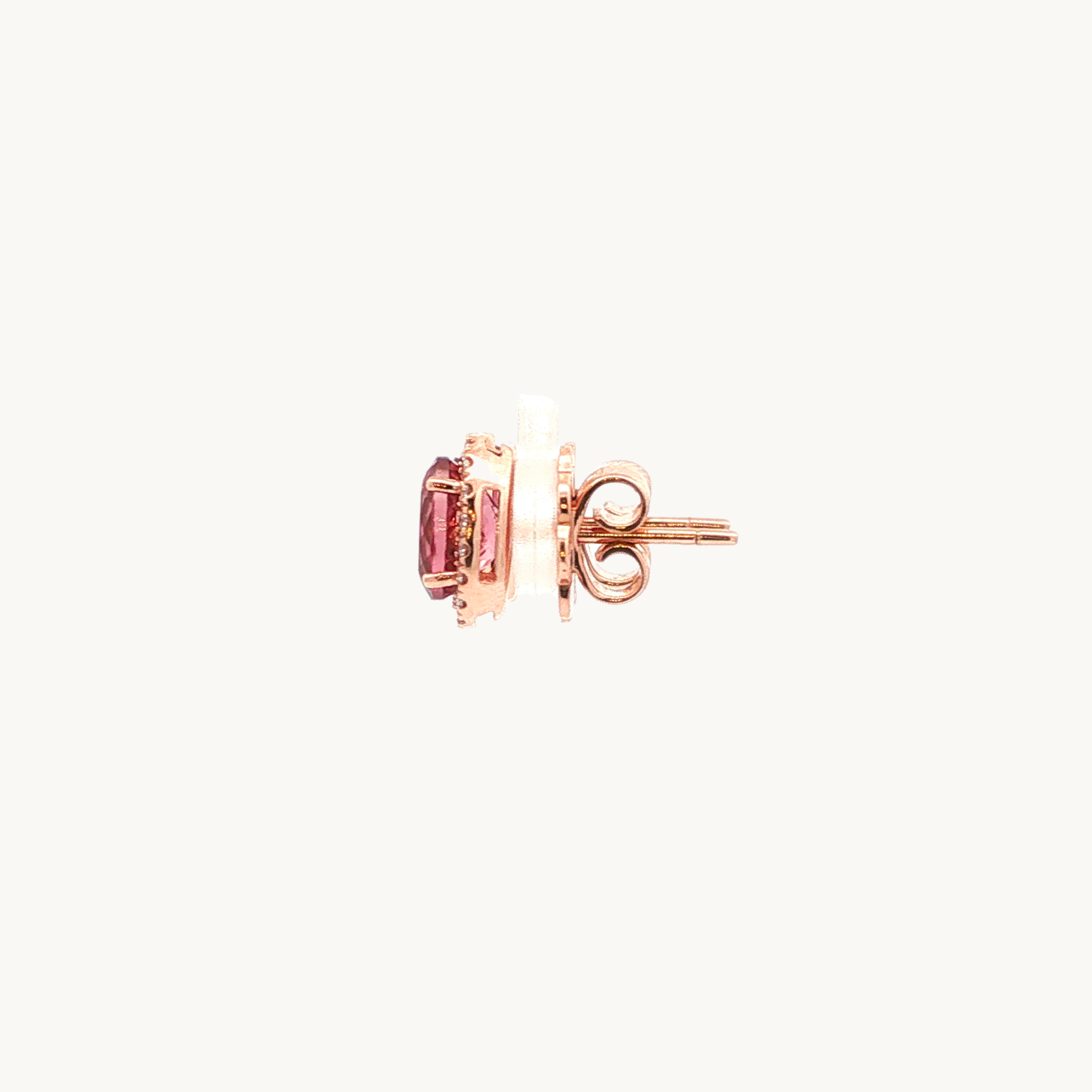 Boucles d'Oreilles en Or Rose 14K avec Tourmalines et Diamants