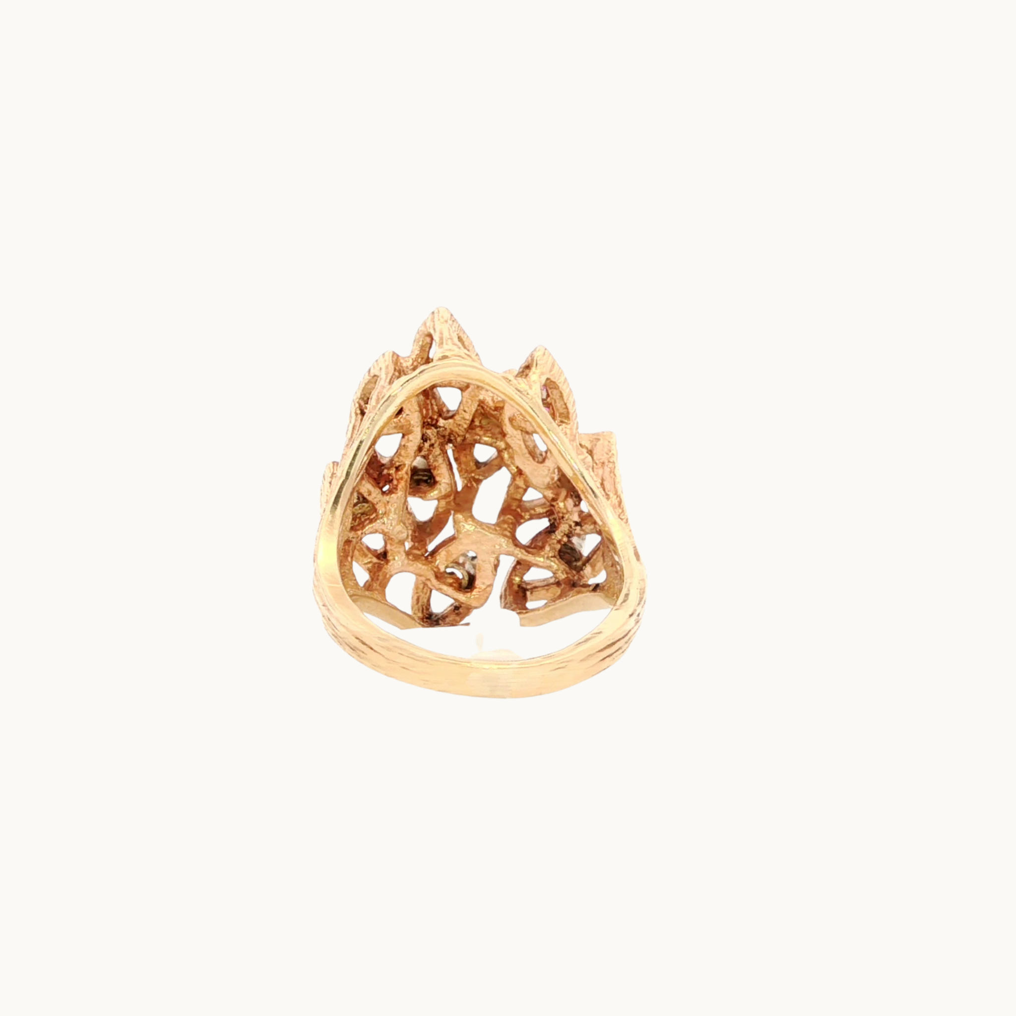 Bague Cocktail en Or Jaune 18K avec Diamants et Rubis