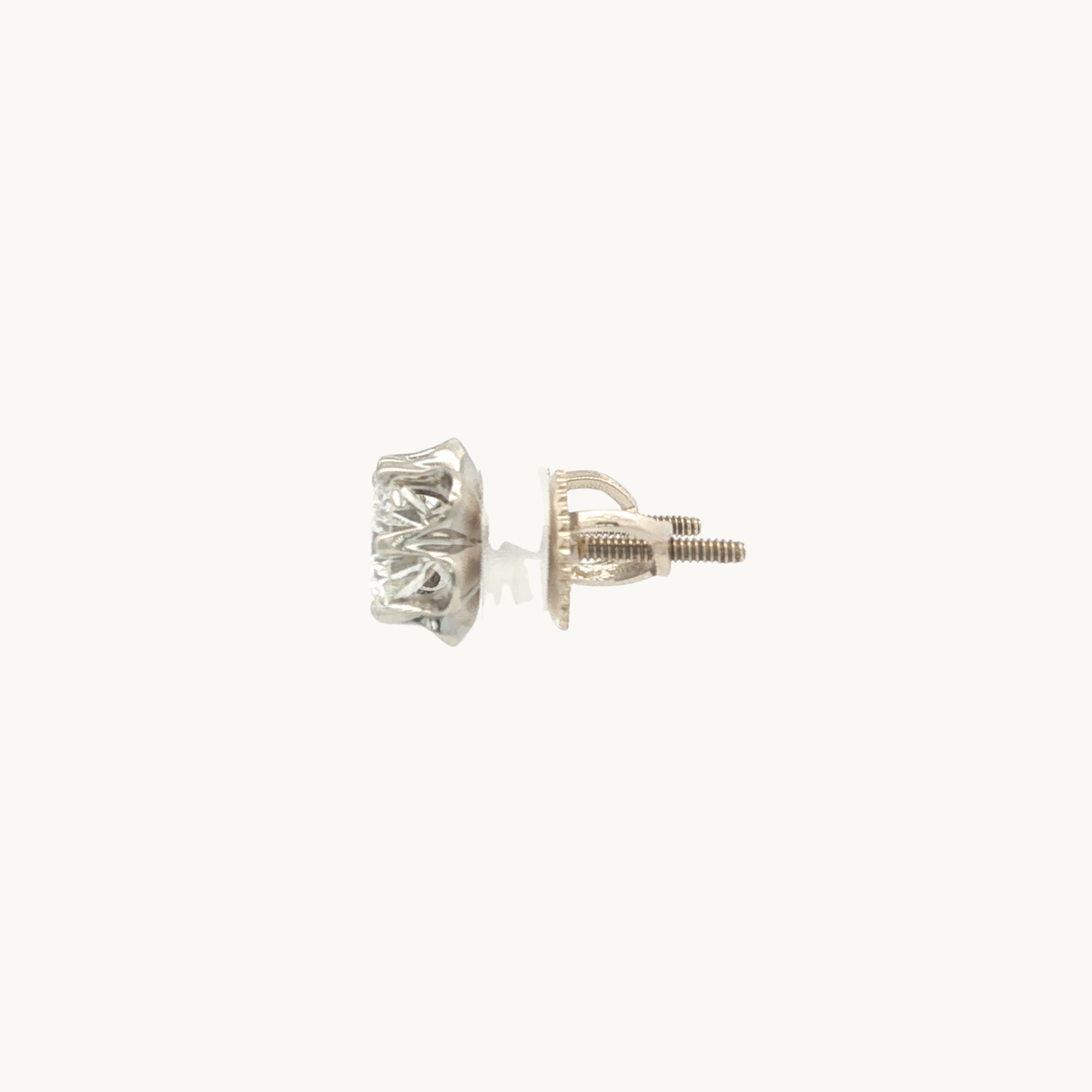 10K White Gold Stud Earrings with Diamonds