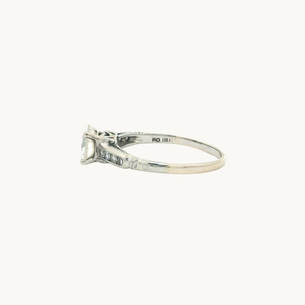 Bague Solitaire en Or Blanc 14K avec Diamants