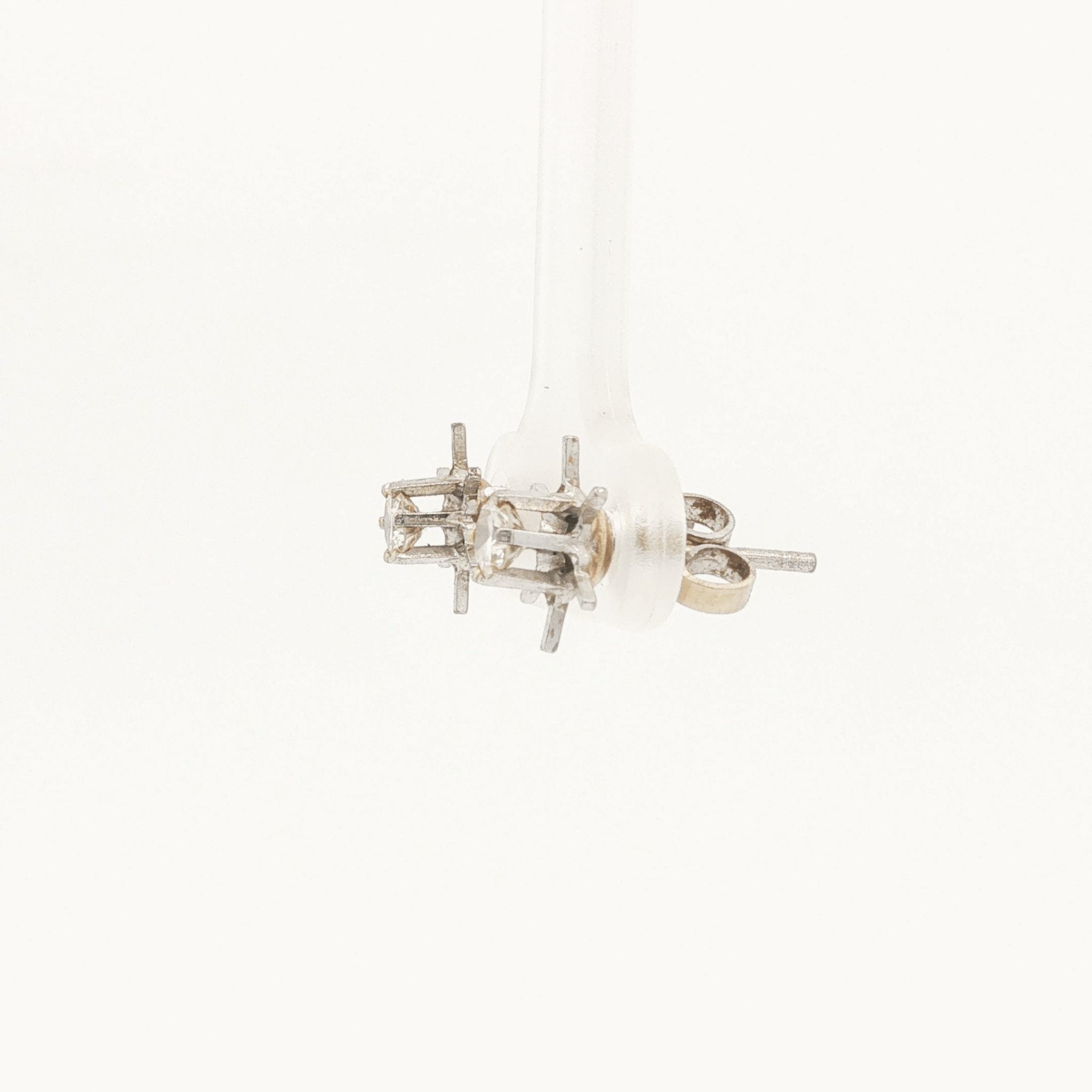 Boucles D'oreilles en Or Jaune et Blanc 10K avec Diamants