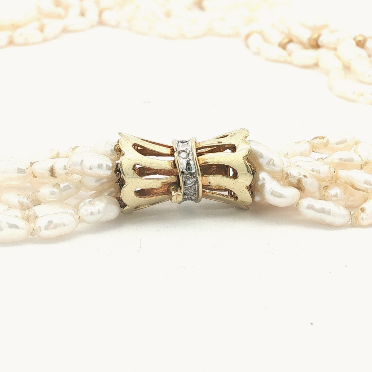 Parure de Bijoux en Or Jaune 14K avec Perles