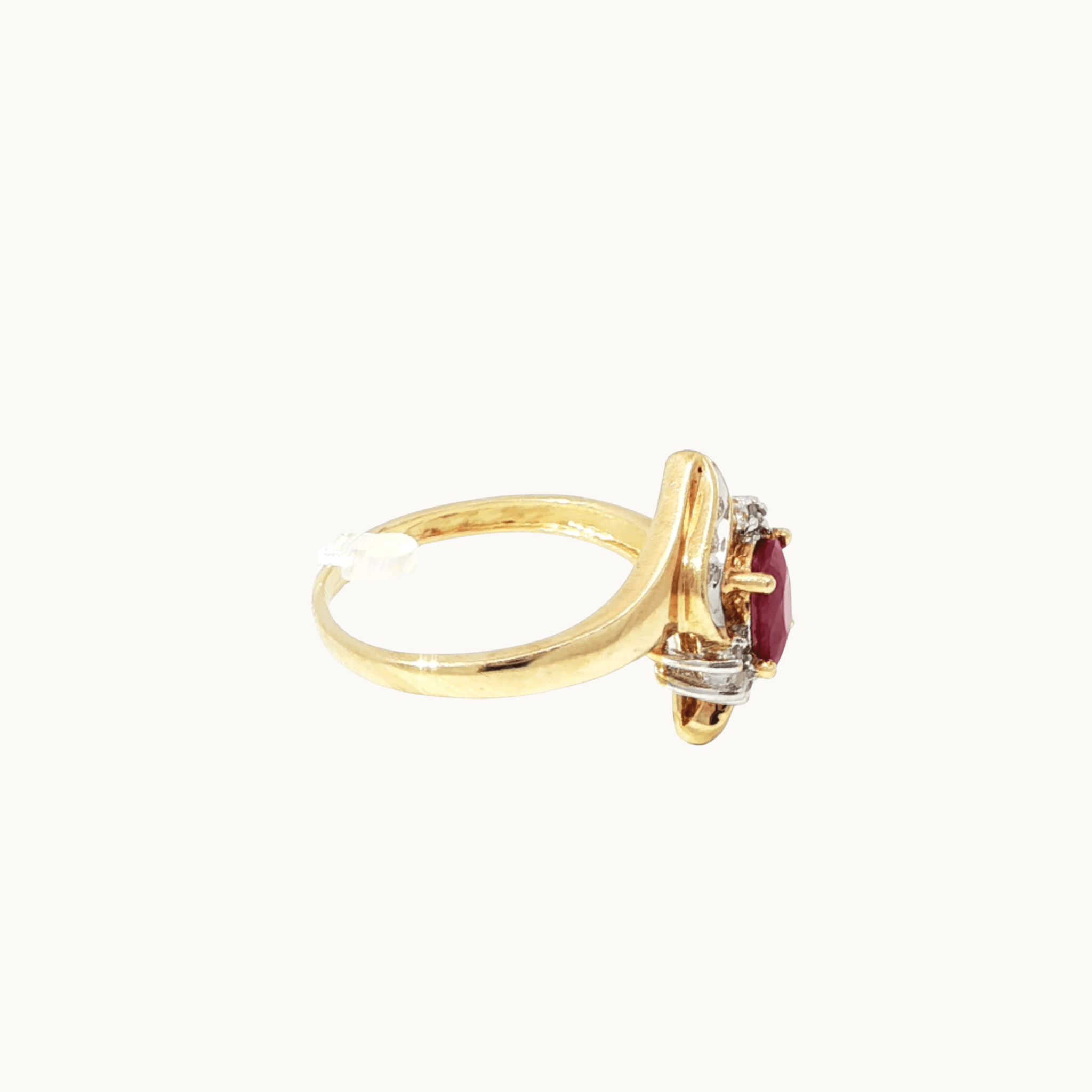 10K Yellow Gold and White Gold Ring with Ruby and Diamond