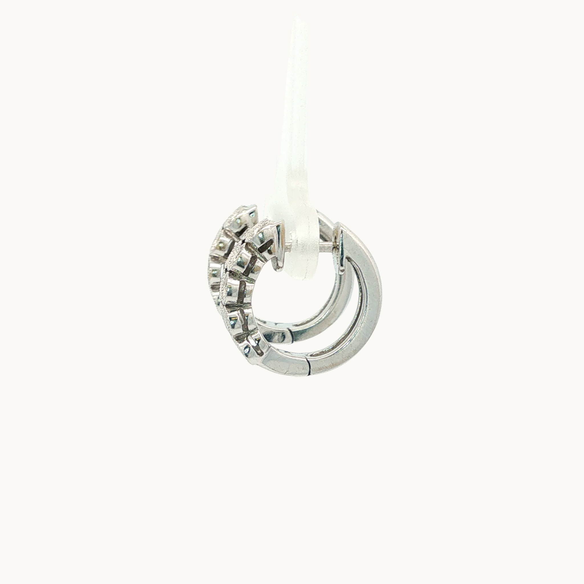 Boucles d'Oreilles Dormeuse en Or Blanc 14K avec Diamants