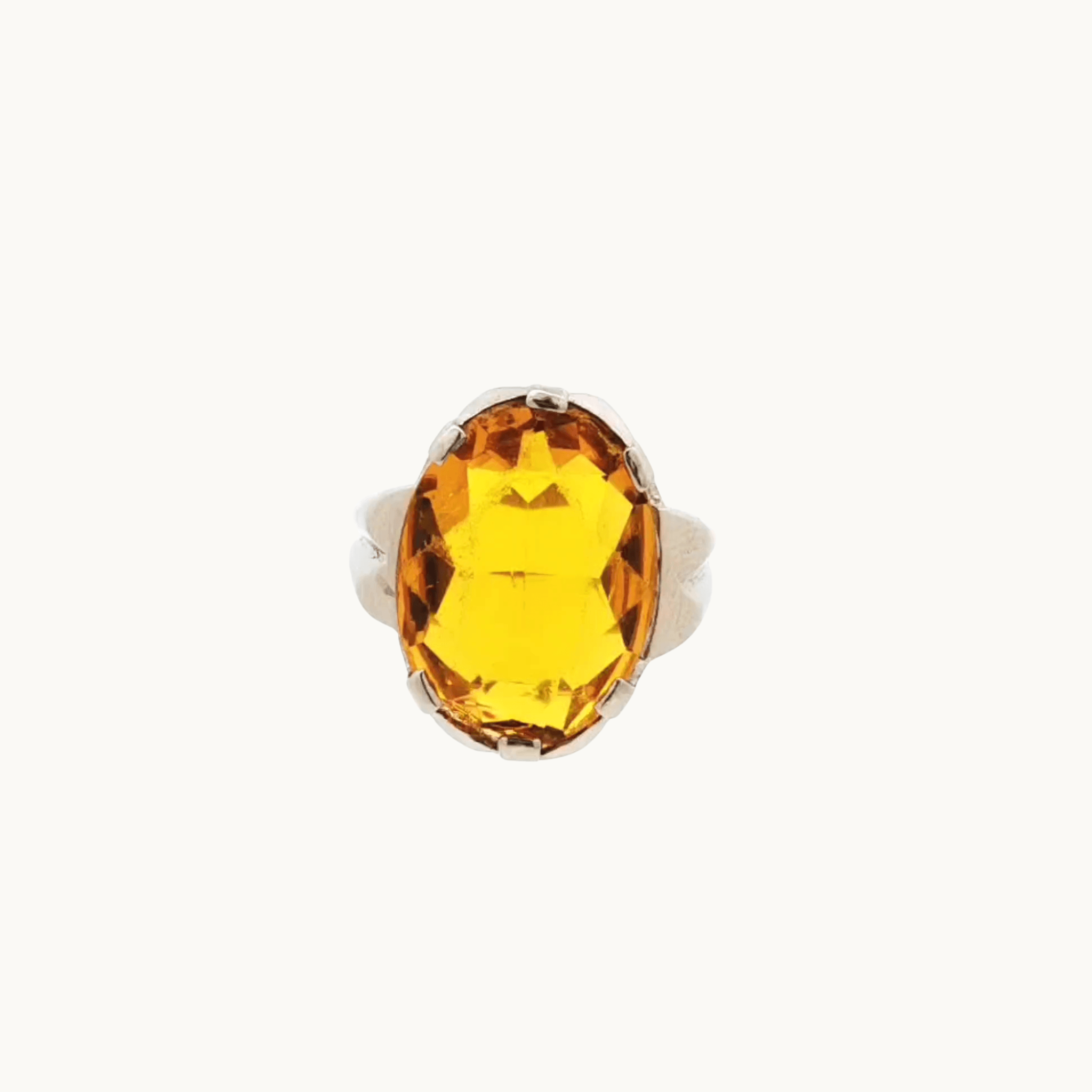 10K White Gold Cocktail Ring with Imitation Stone