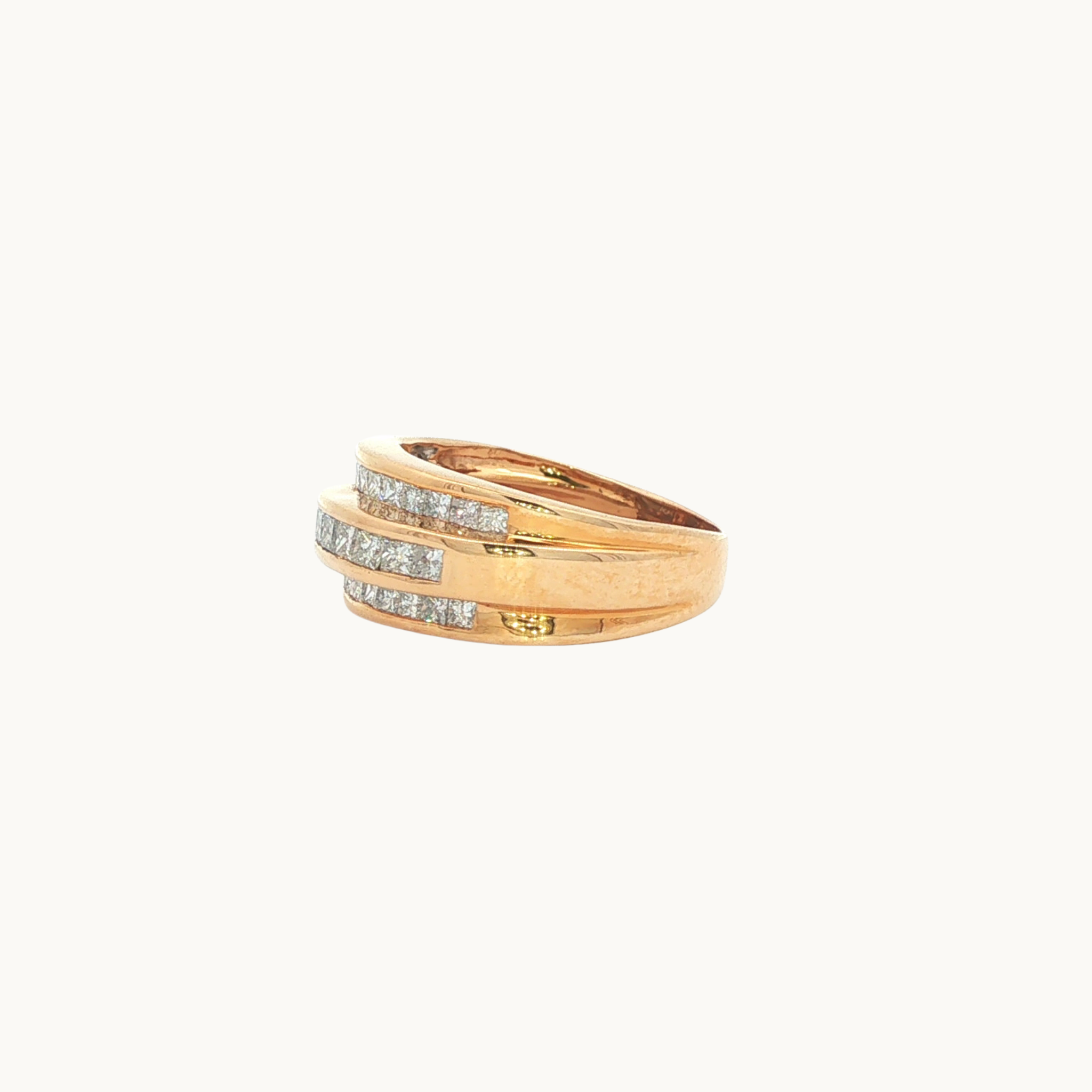 Bague en Or jaune 14K avec Diamants