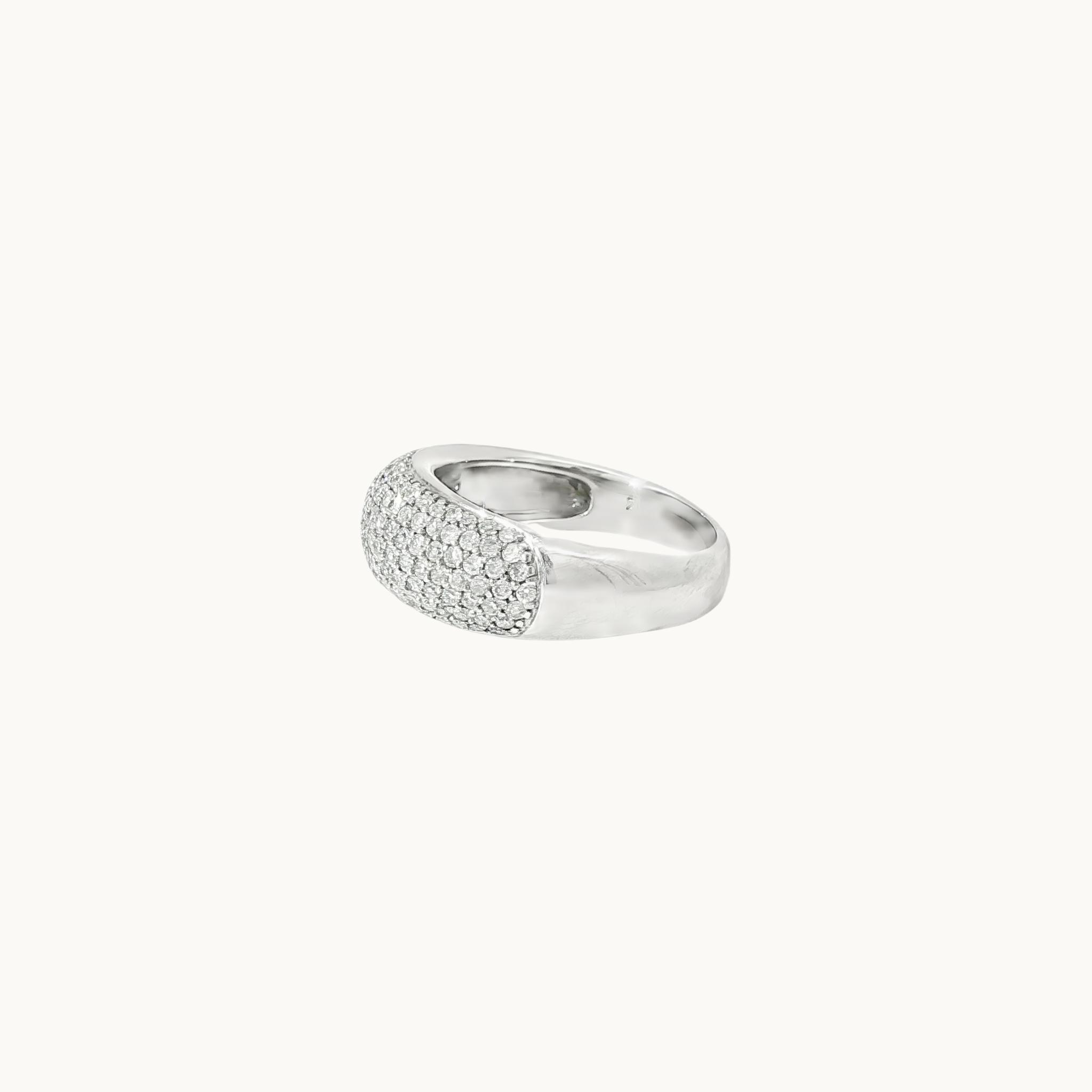 14K White Gold Band Ring with Diamonds