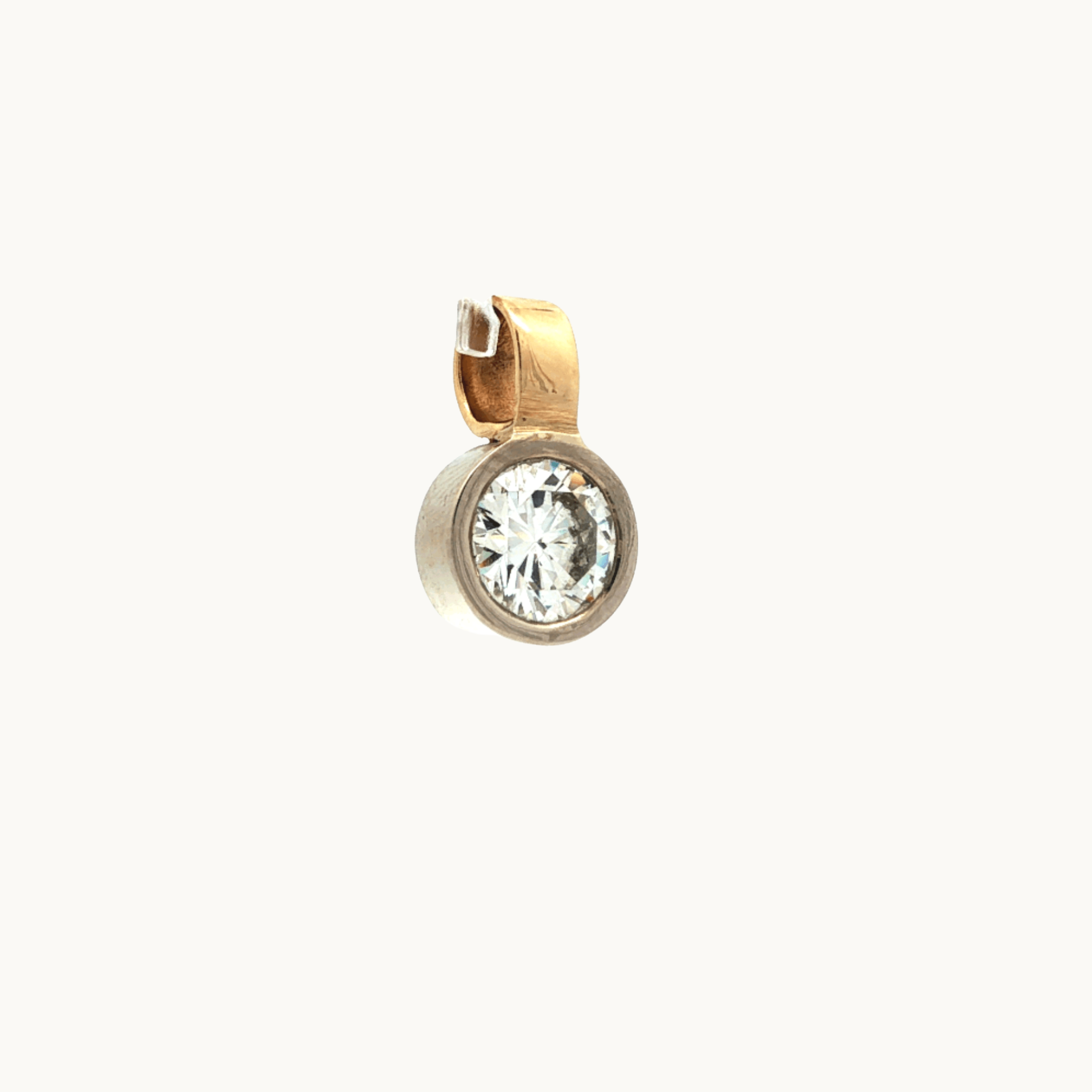 10K White and Yellow Gold Pendant with Diamond