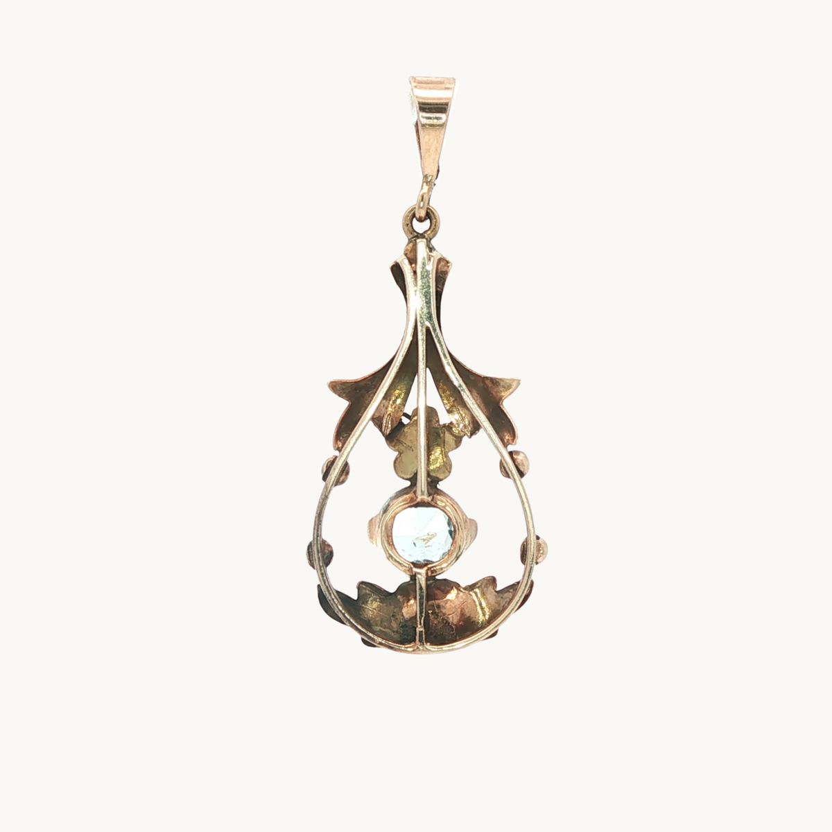 10K Yellow Gold Vintage Pendant with Aquamarine