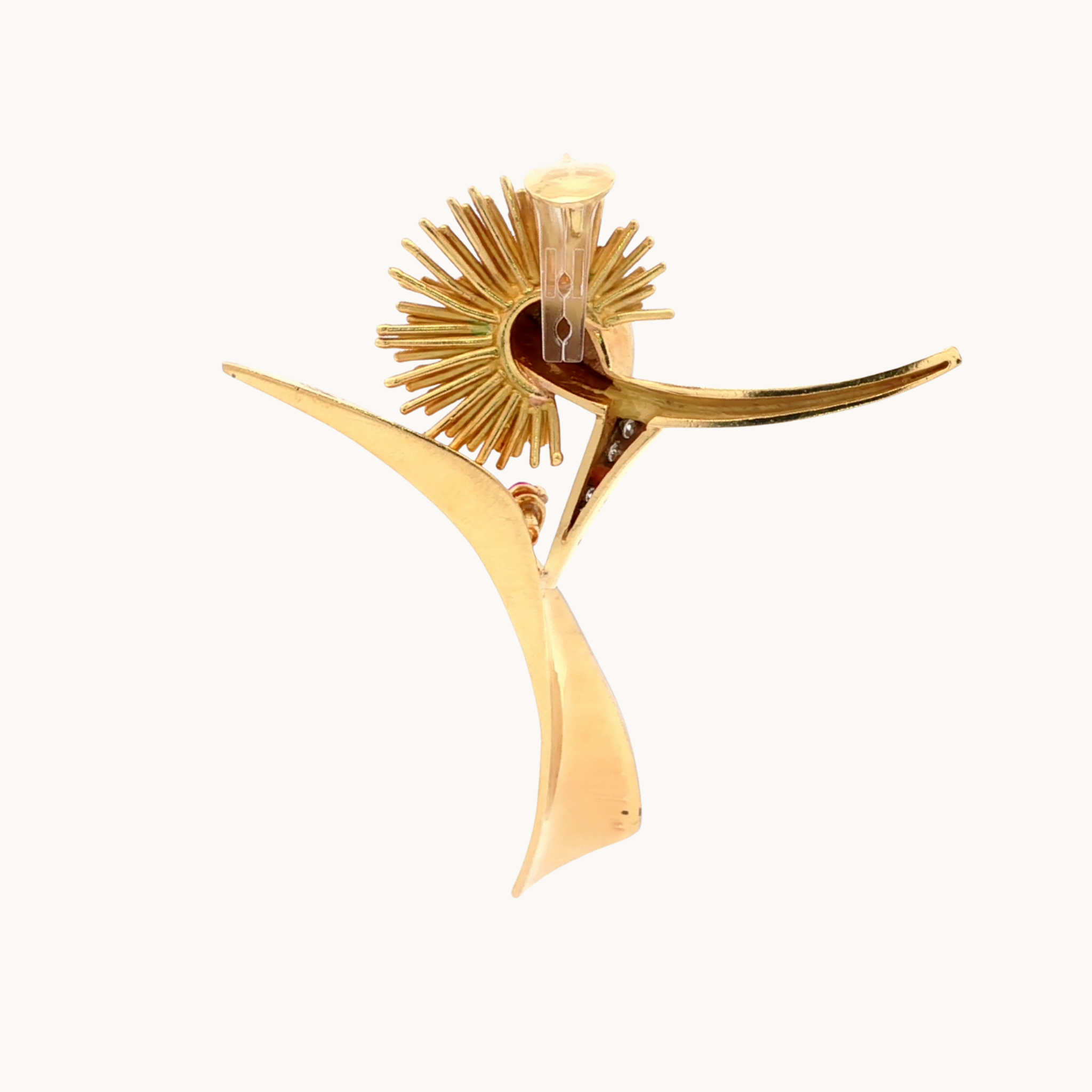 Pendentif abstrait en Or Jaune et blanc 18K avec Rubis et Diamants