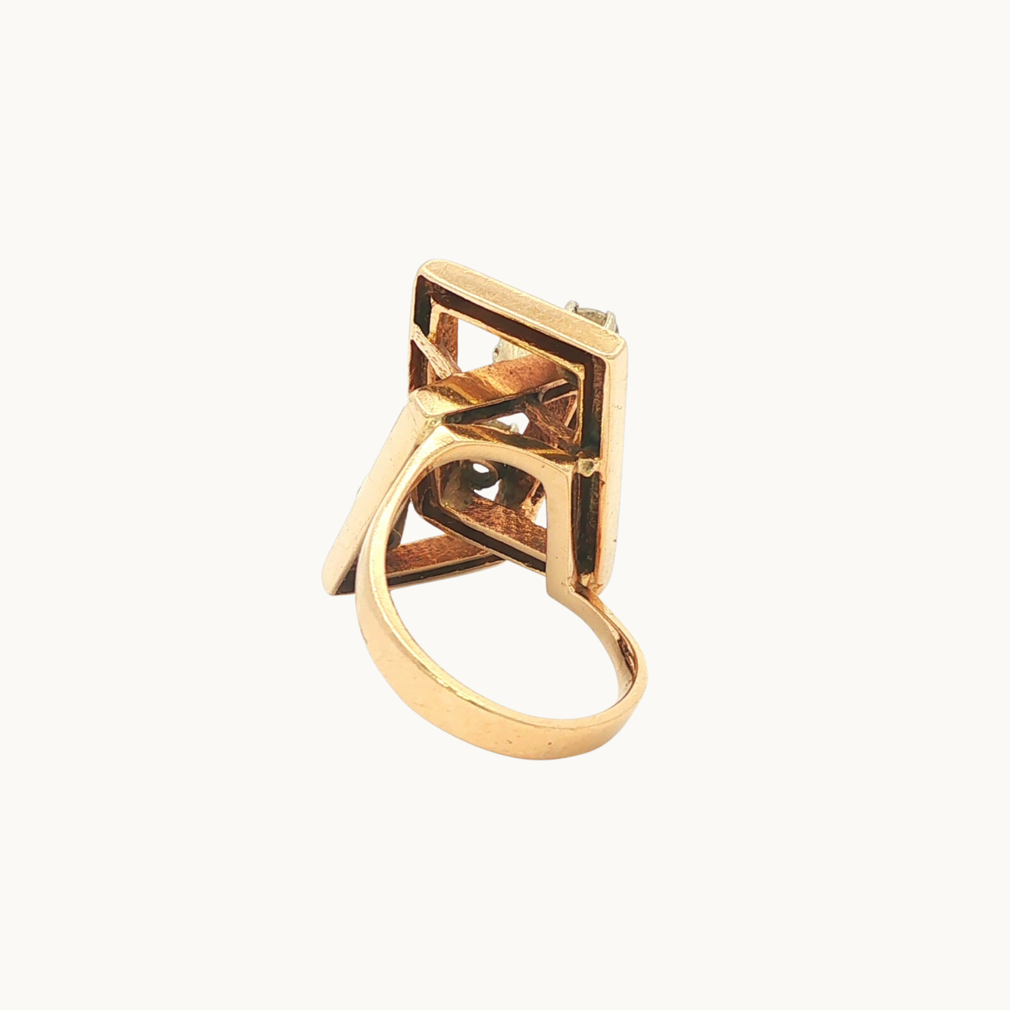 Bague Cocktail en Or jaune 14K avec Diamants