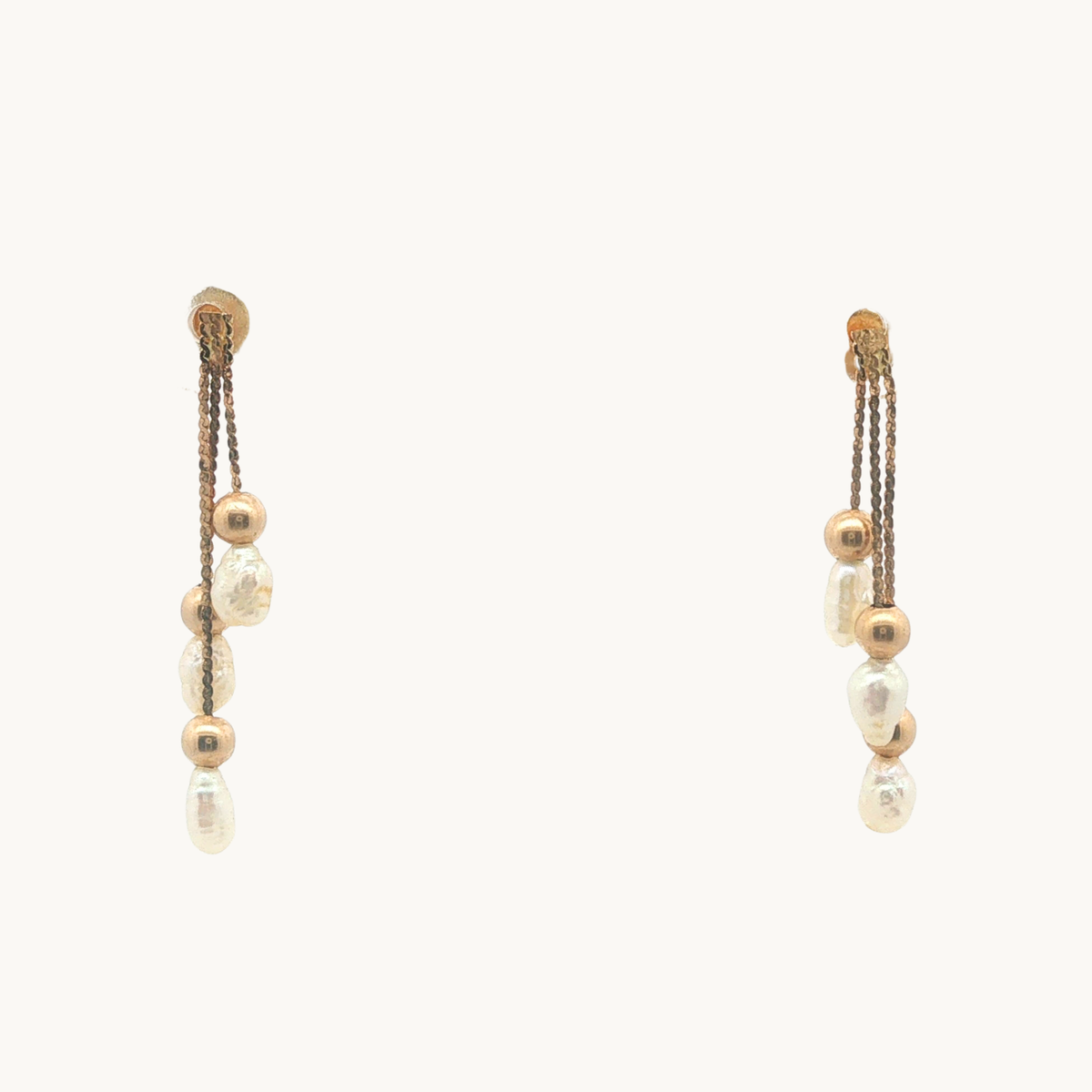 Parure de Bijoux en Or Jaune 14K avec Perles
