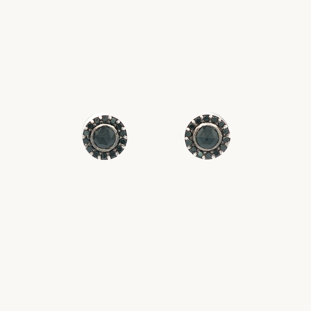 Ensemble de Bijoux en Or Blanc 14K et Argent avec Diamants Noirs