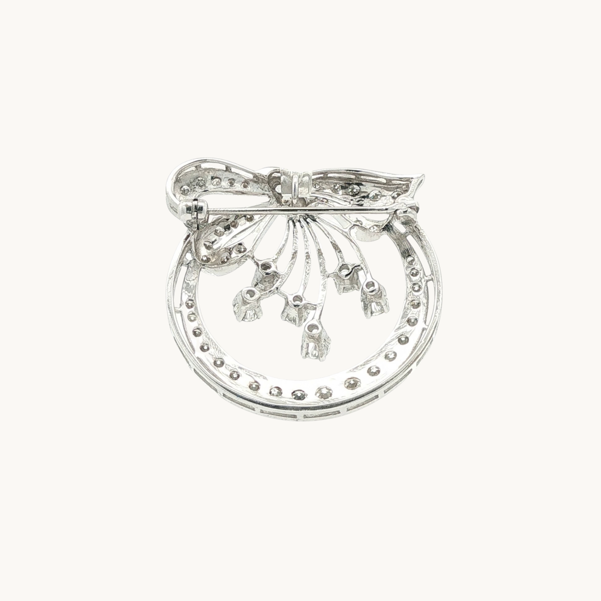 Broche en Or Blanc 14K avec Diamants