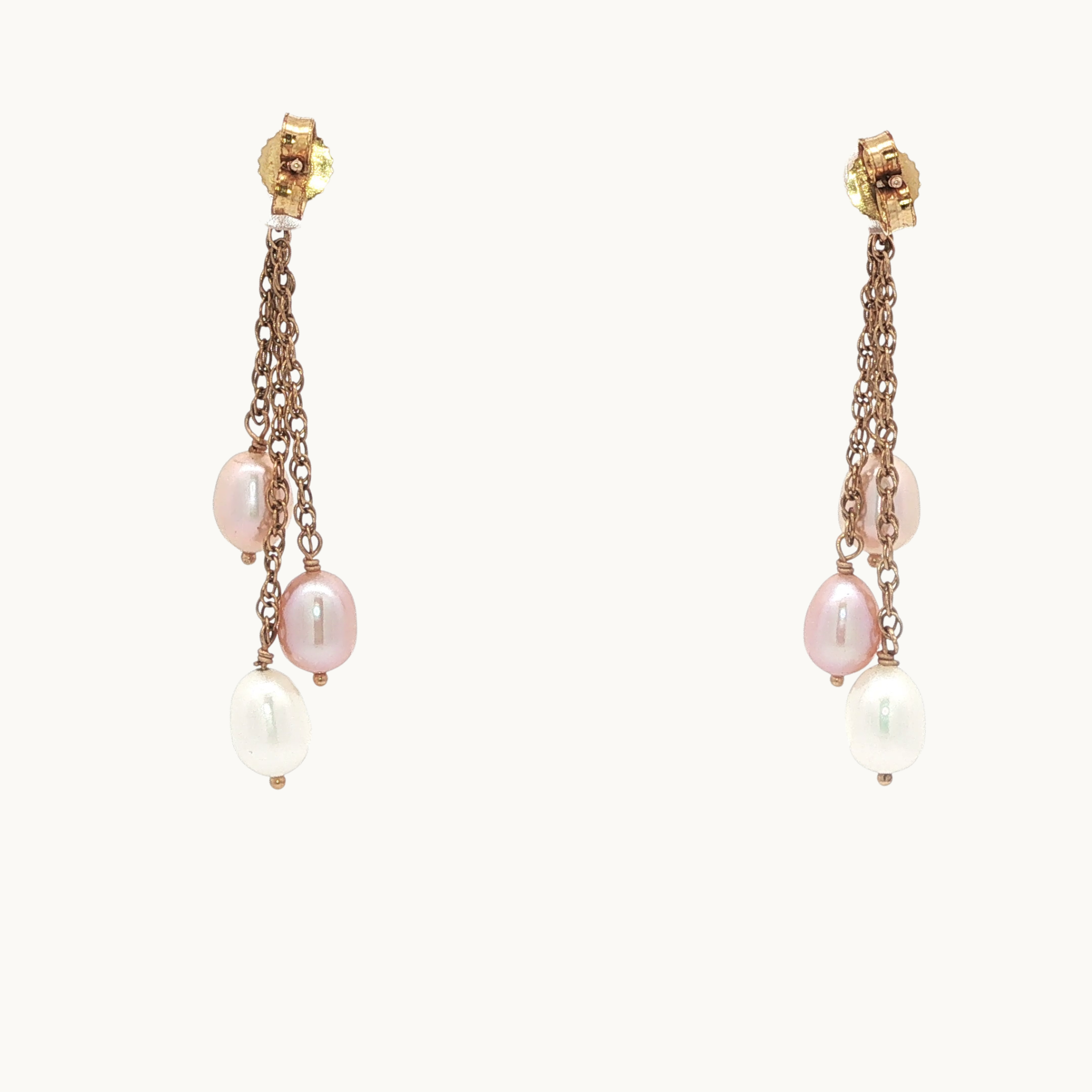 Dangling Earrings in 10K Yellow Gold with Pearls