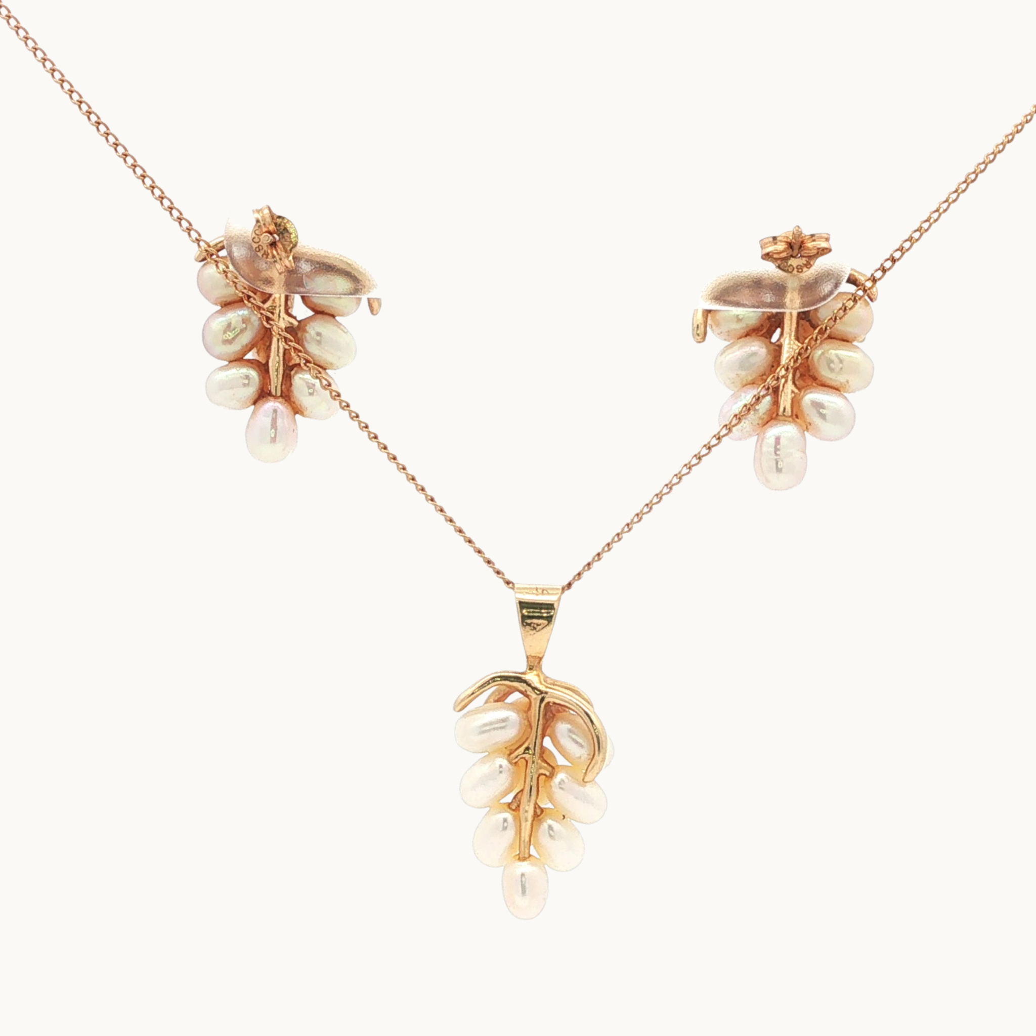 Parure de bijoux en Or jaune 14K avec Perles d'eau douce