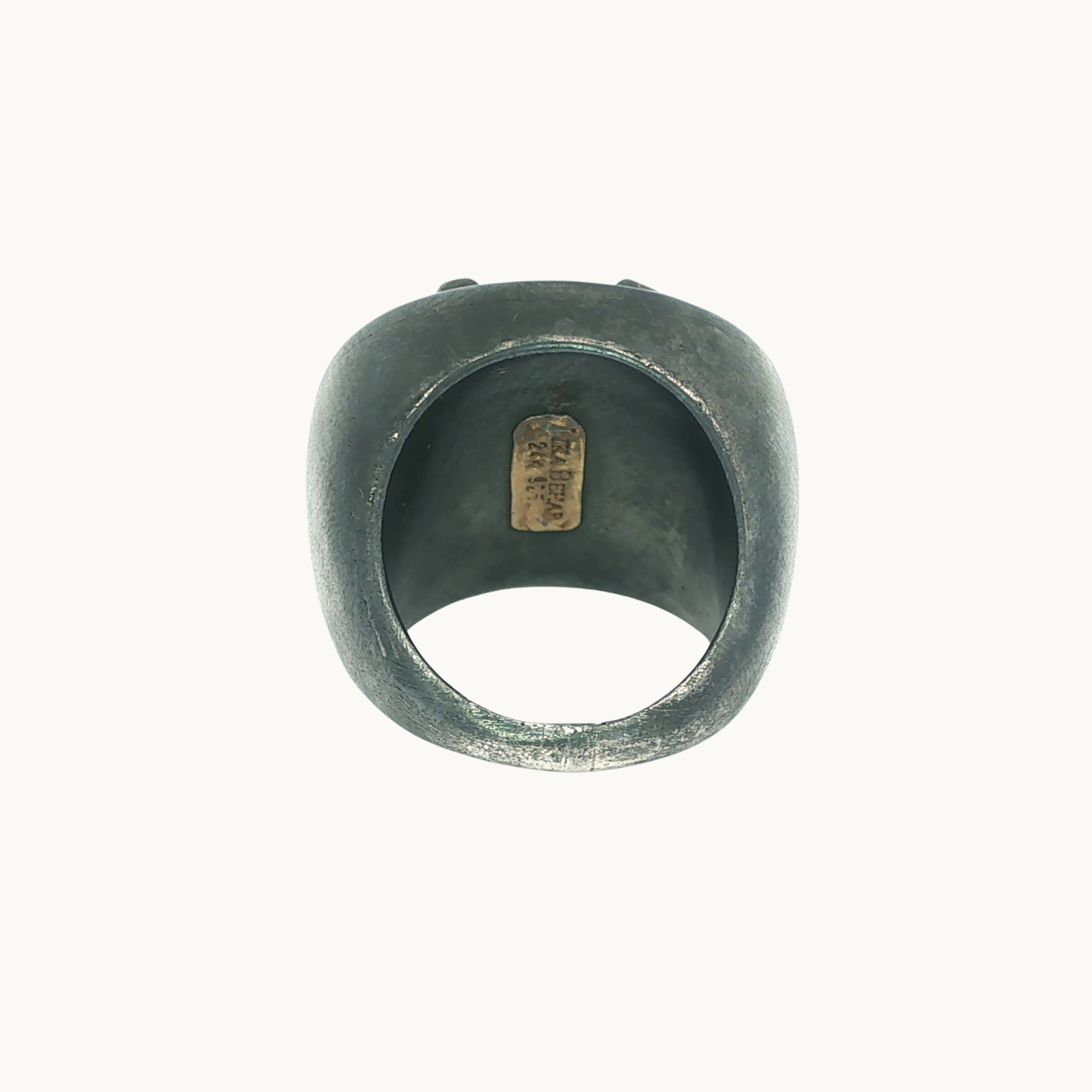 Bague Chevalière en Argent 925, plaqué Or 24K avec Tourmaline