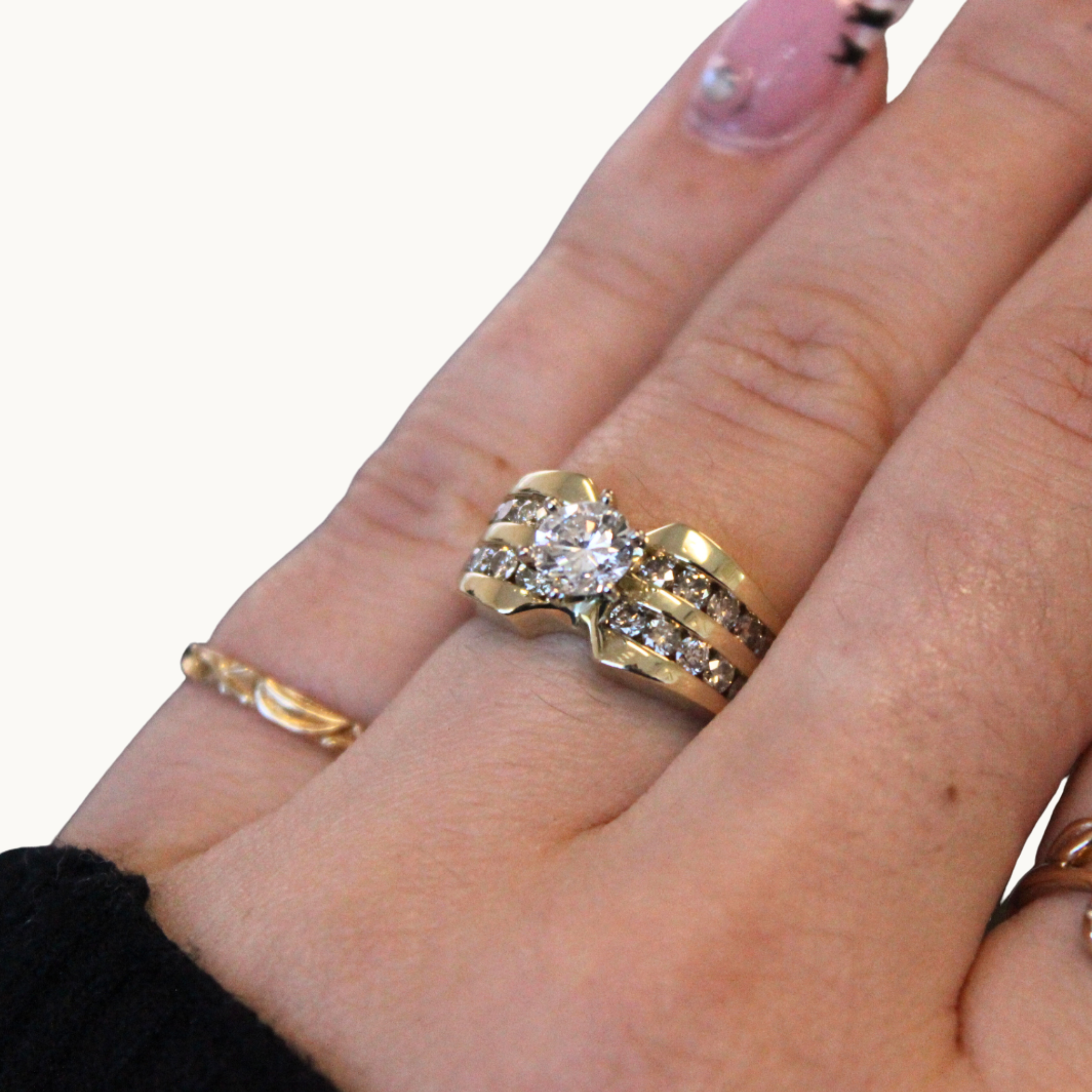 14K Yellow Gold Ring with Diamonds