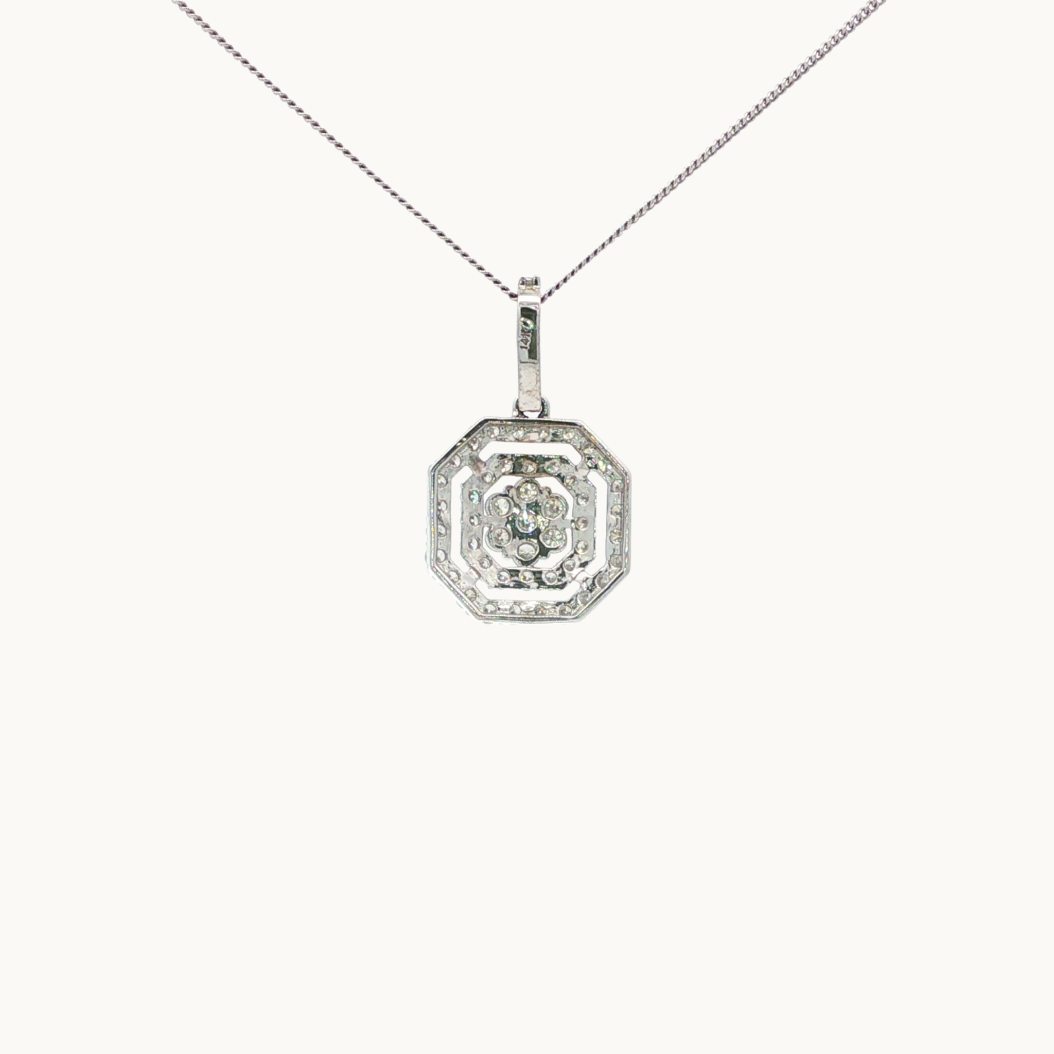 Collier en Or blanc 14K et 10K avec diamants