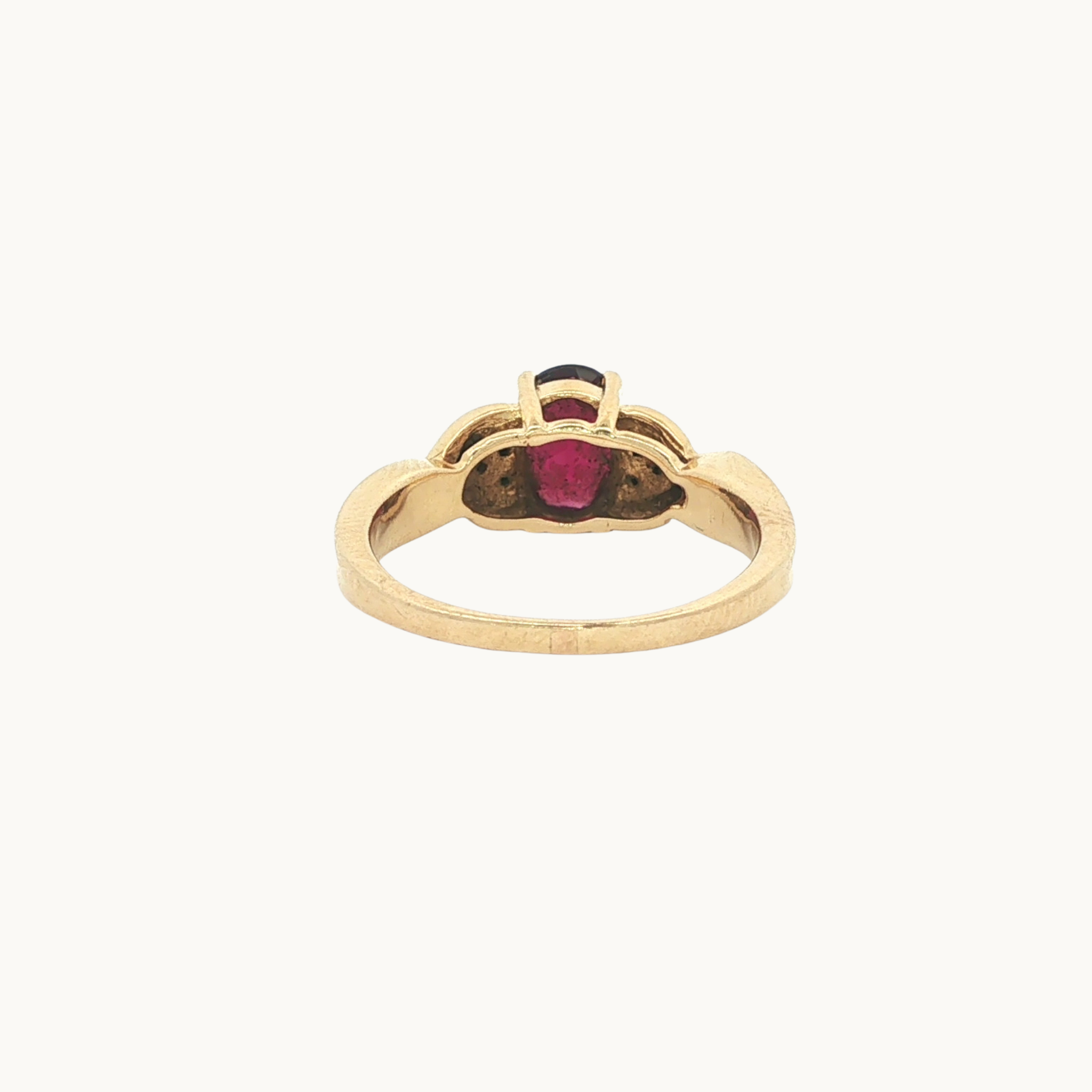 Bague en Or jaune 14K avec Grenat et Diamants