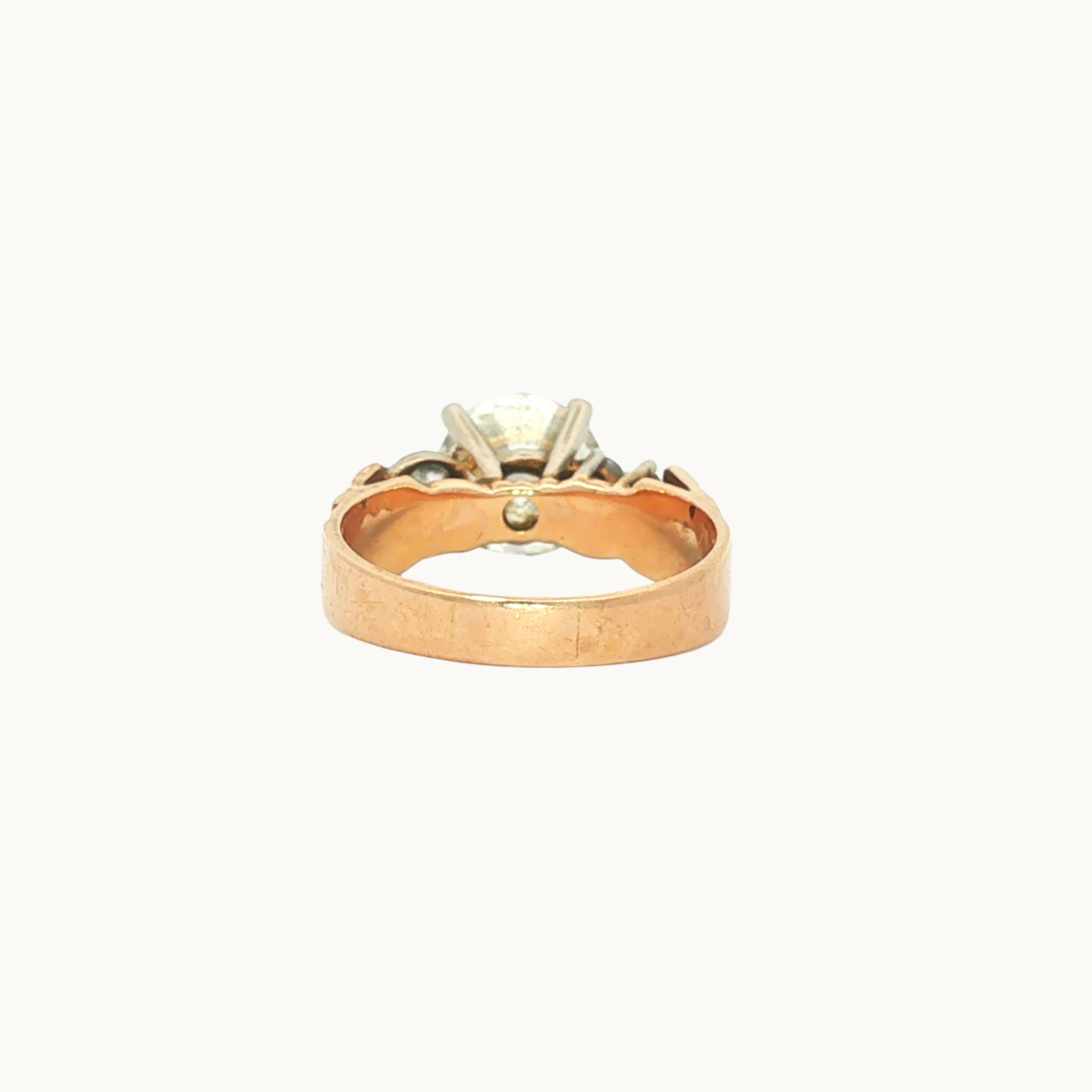Bague Solitaire en Or Jaune et Blanc 14K avec Diamants