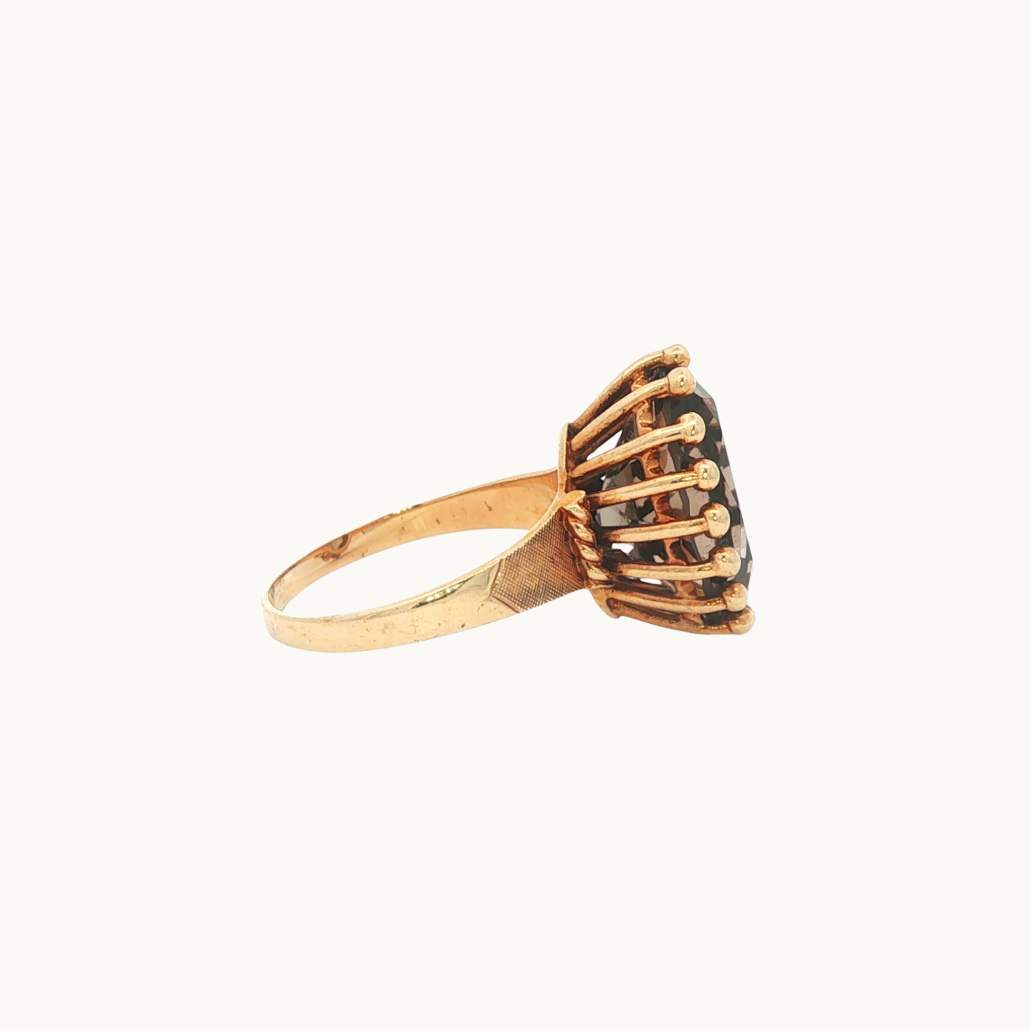 Bague Cocktail en Or jaune 10K avec Quartz Fumé