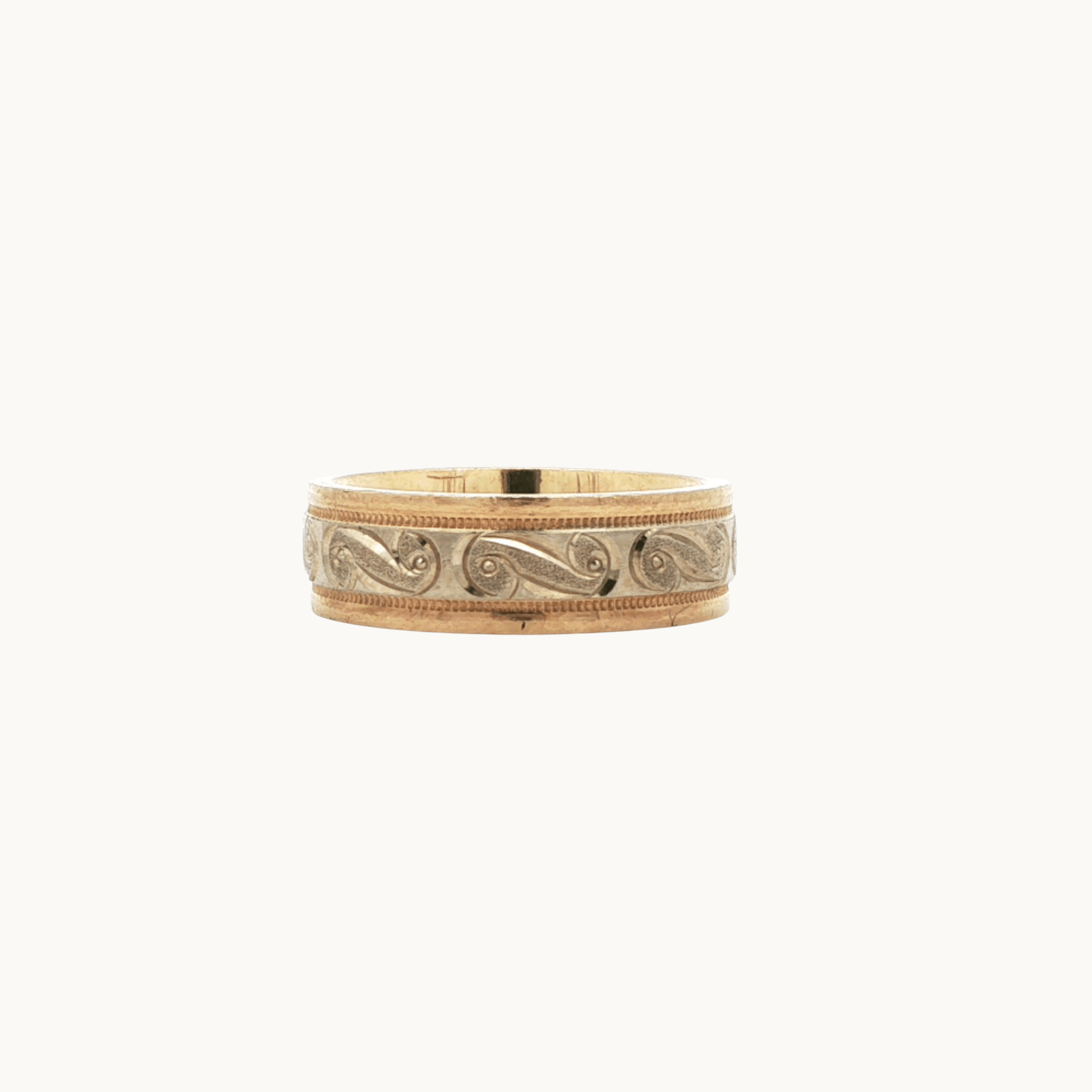 Handmade Two-Tone Wedding Band in 10K Gold