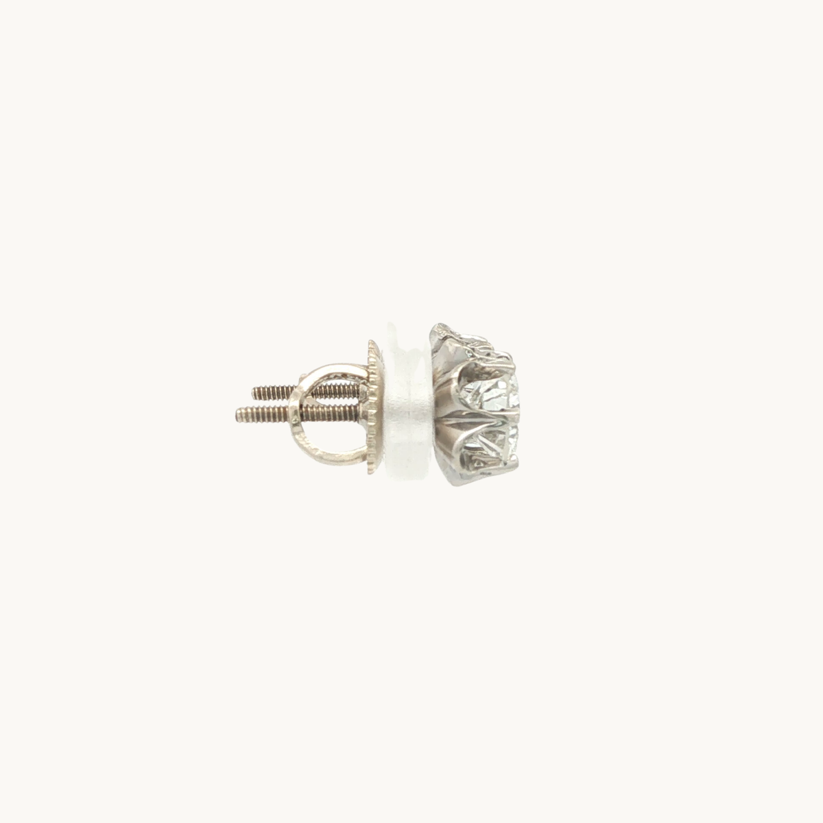 10K White Gold Stud Earrings with Diamonds