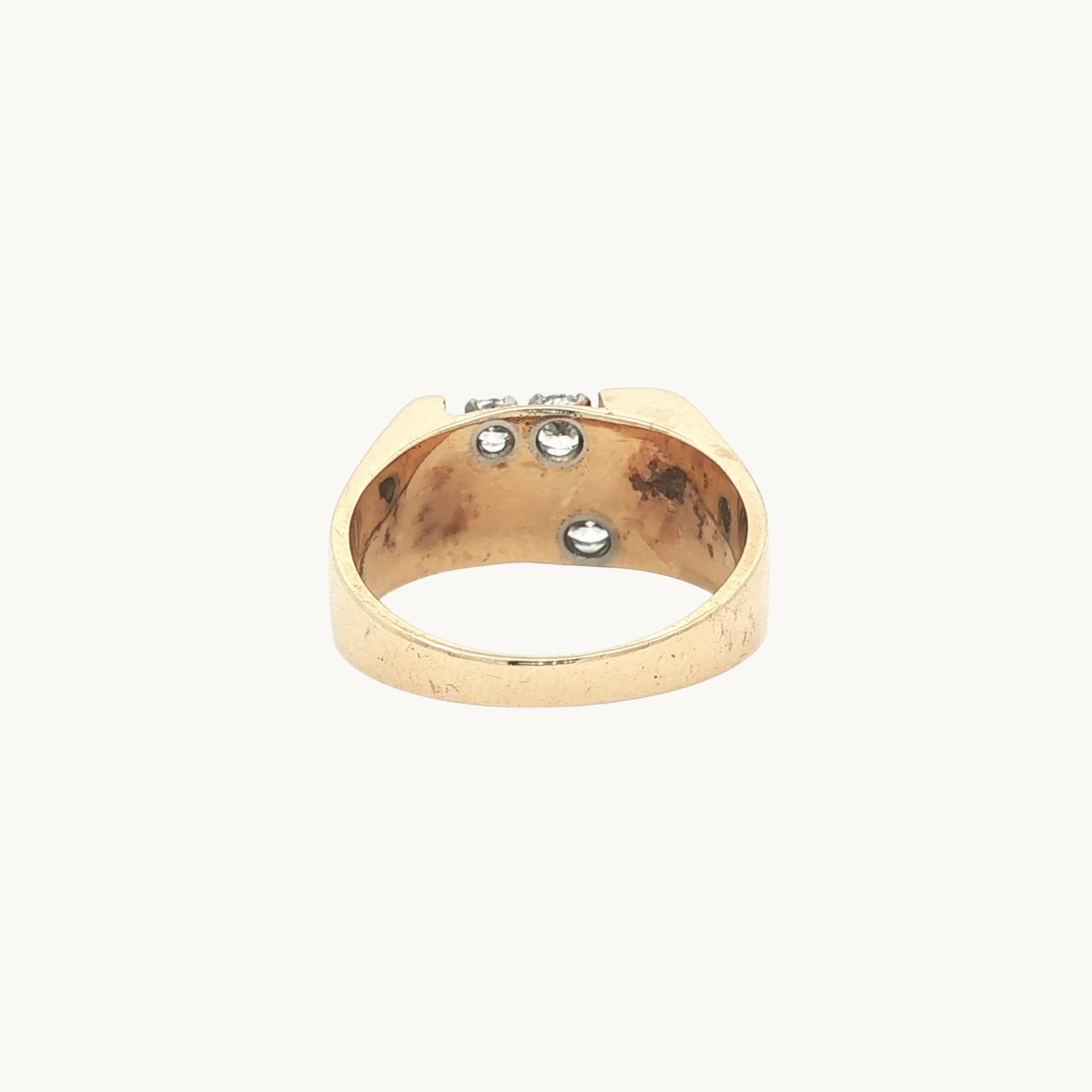 Bague Chevalière en Or Jaune 14K avec Diamants