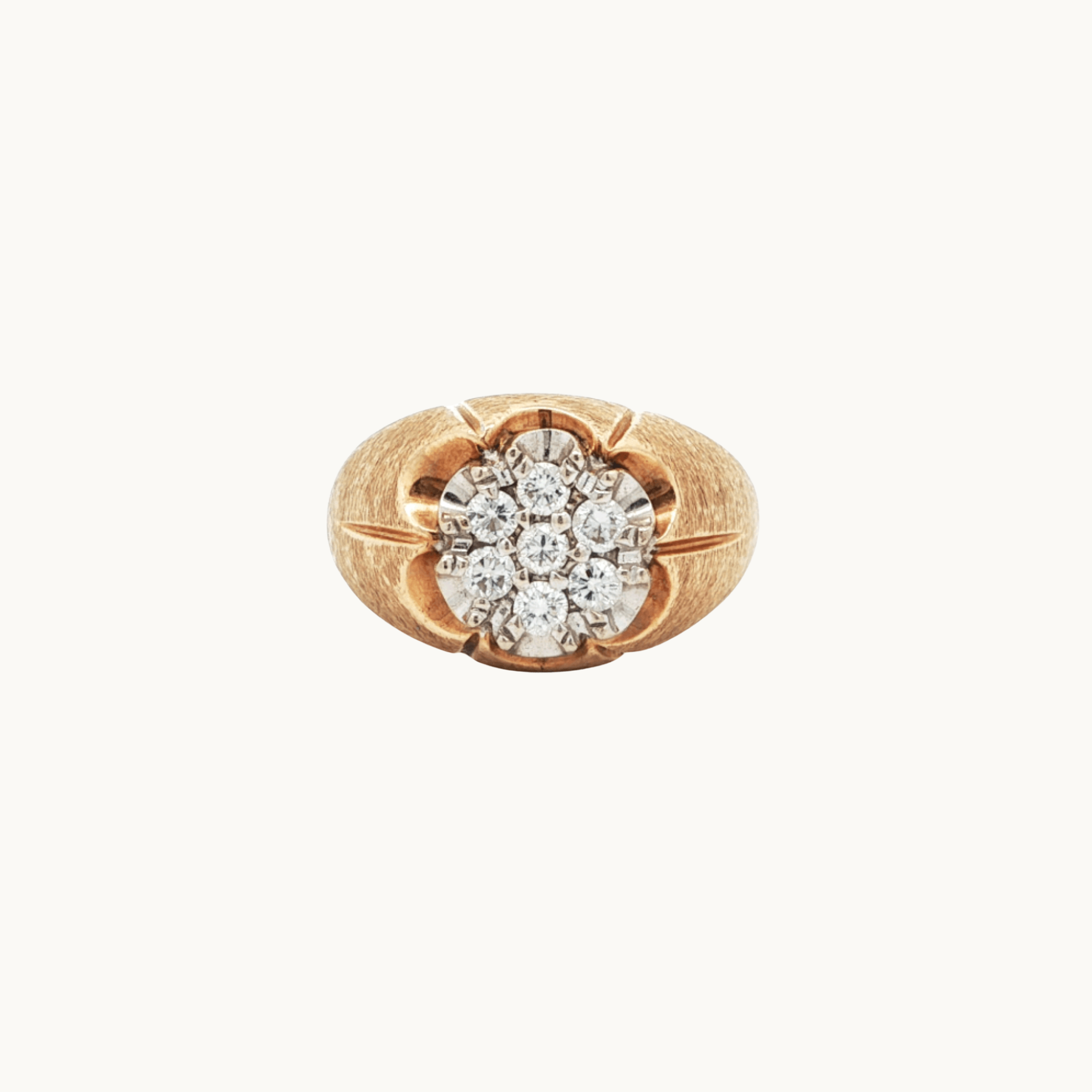14K Yellow and White Gold Signet Ring with Diamonds