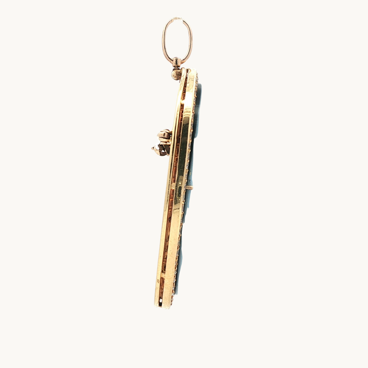 Pendentif/Broche en Or Jaune 18K avec Camé d'Onyx et Diamants