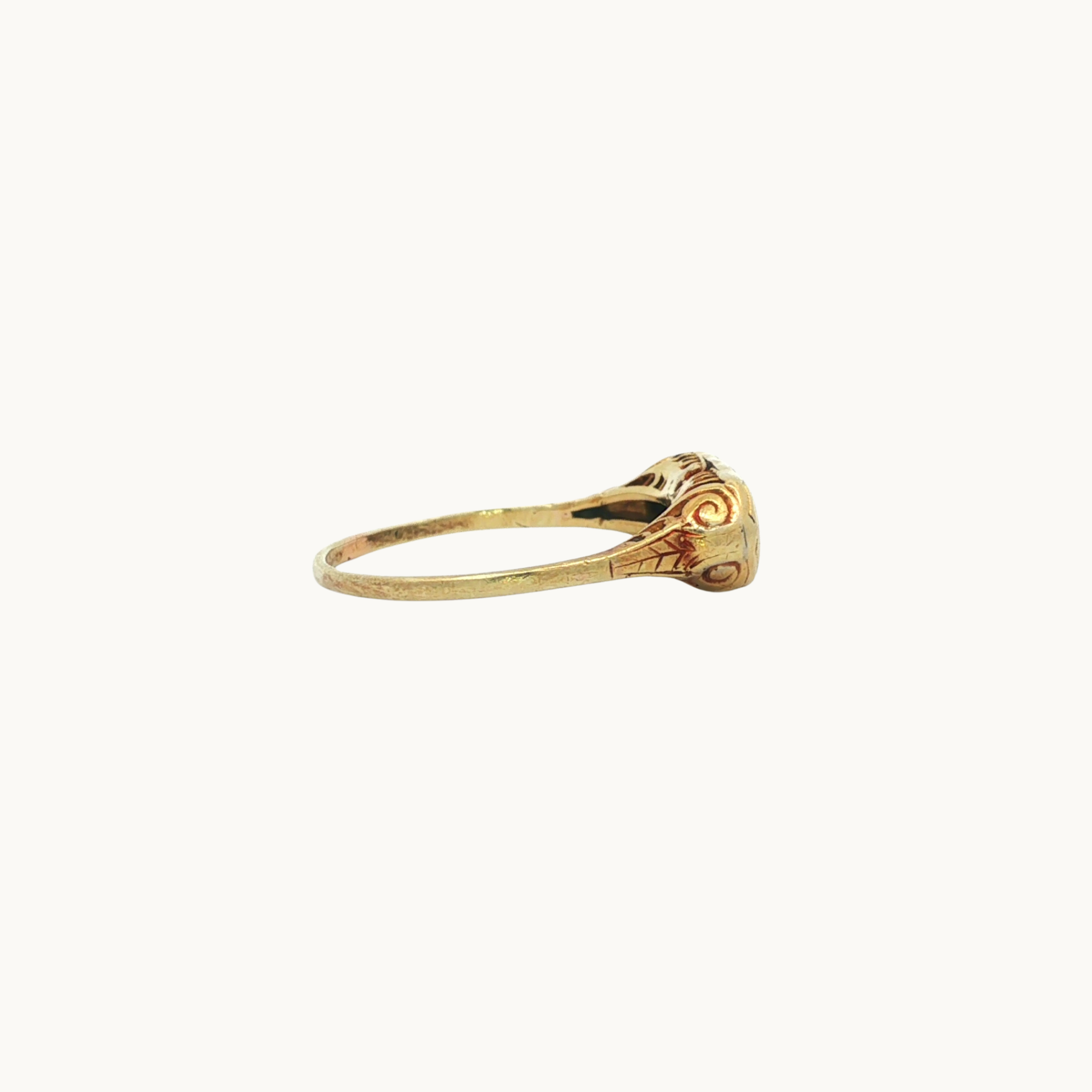 Bague Chevalière Mince en Or jaune 14K avec Diamants