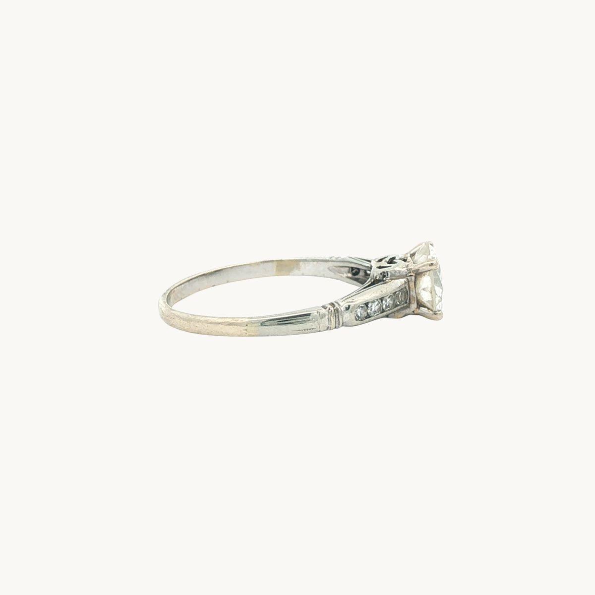 Bague Solitaire en Or Blanc 14K avec Diamants