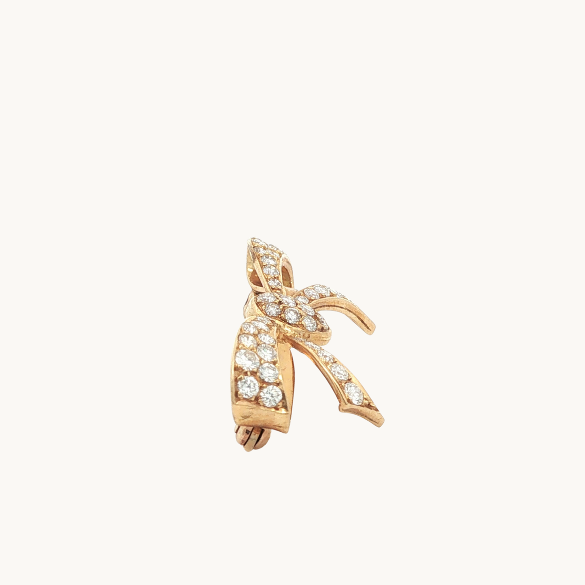 Broche Boucle en Or Jaune 18K avec Diamants