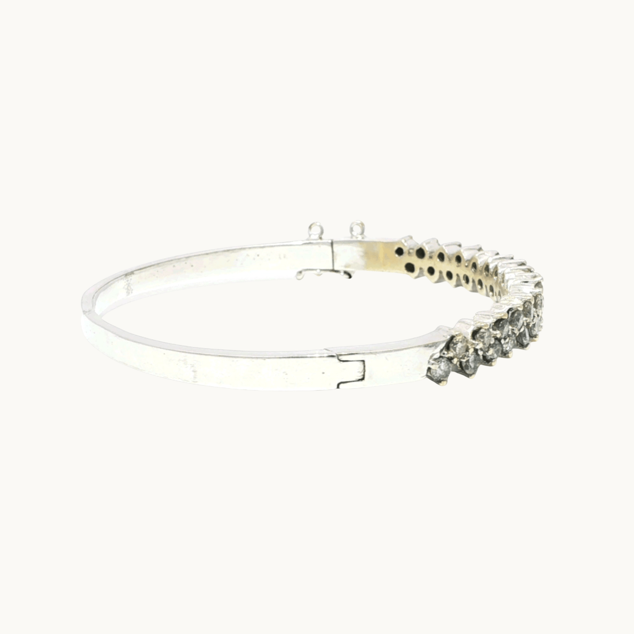 Bracelet Jonc en Or blanc 14K avec Diamants