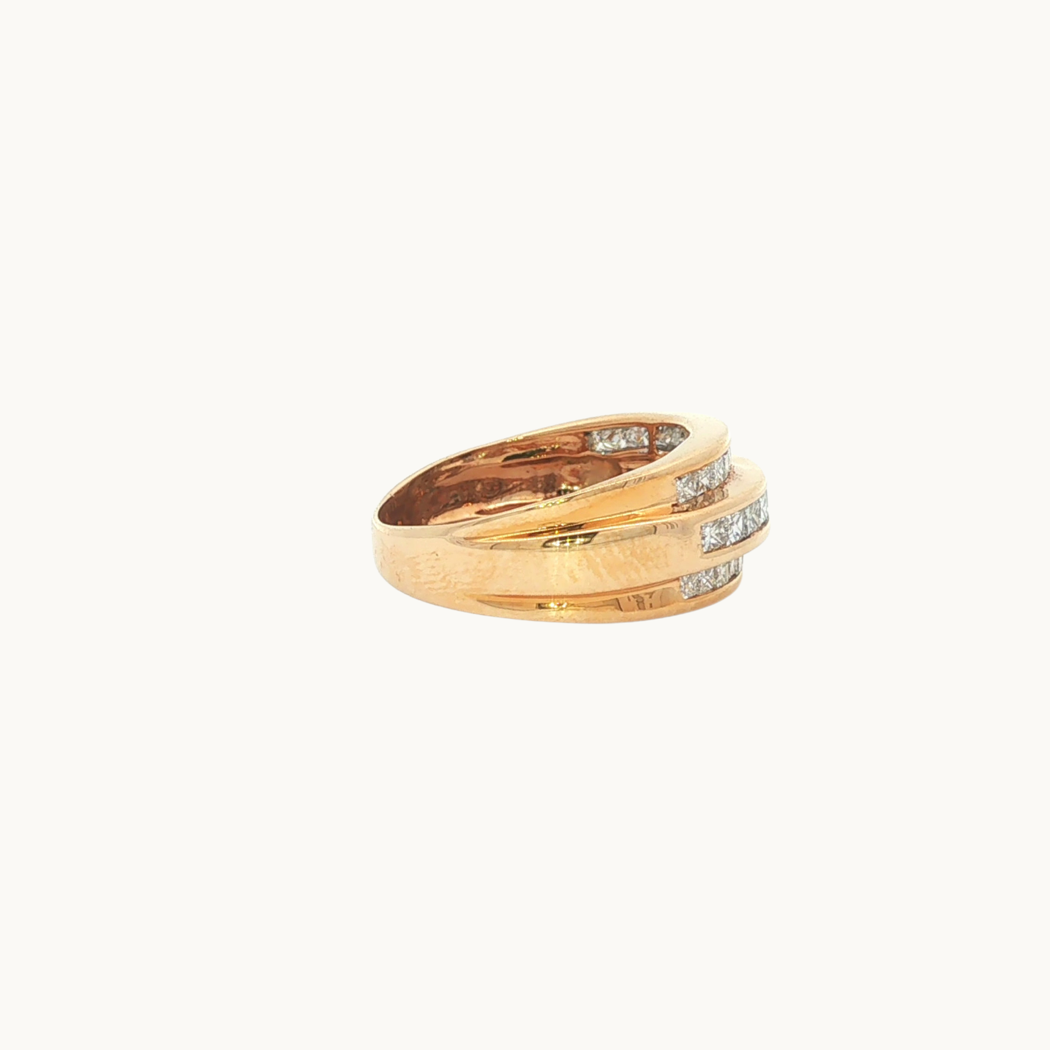 Bague en Or jaune 14K avec Diamants