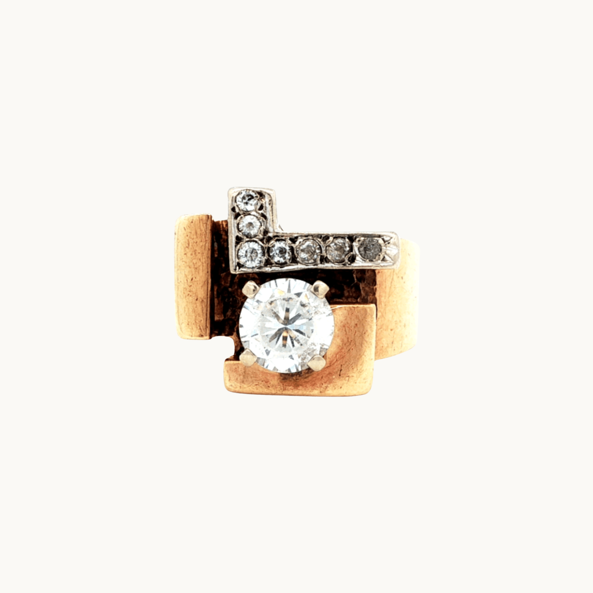 10K Yellow Gold Cocktail Ring with Imitation Gems