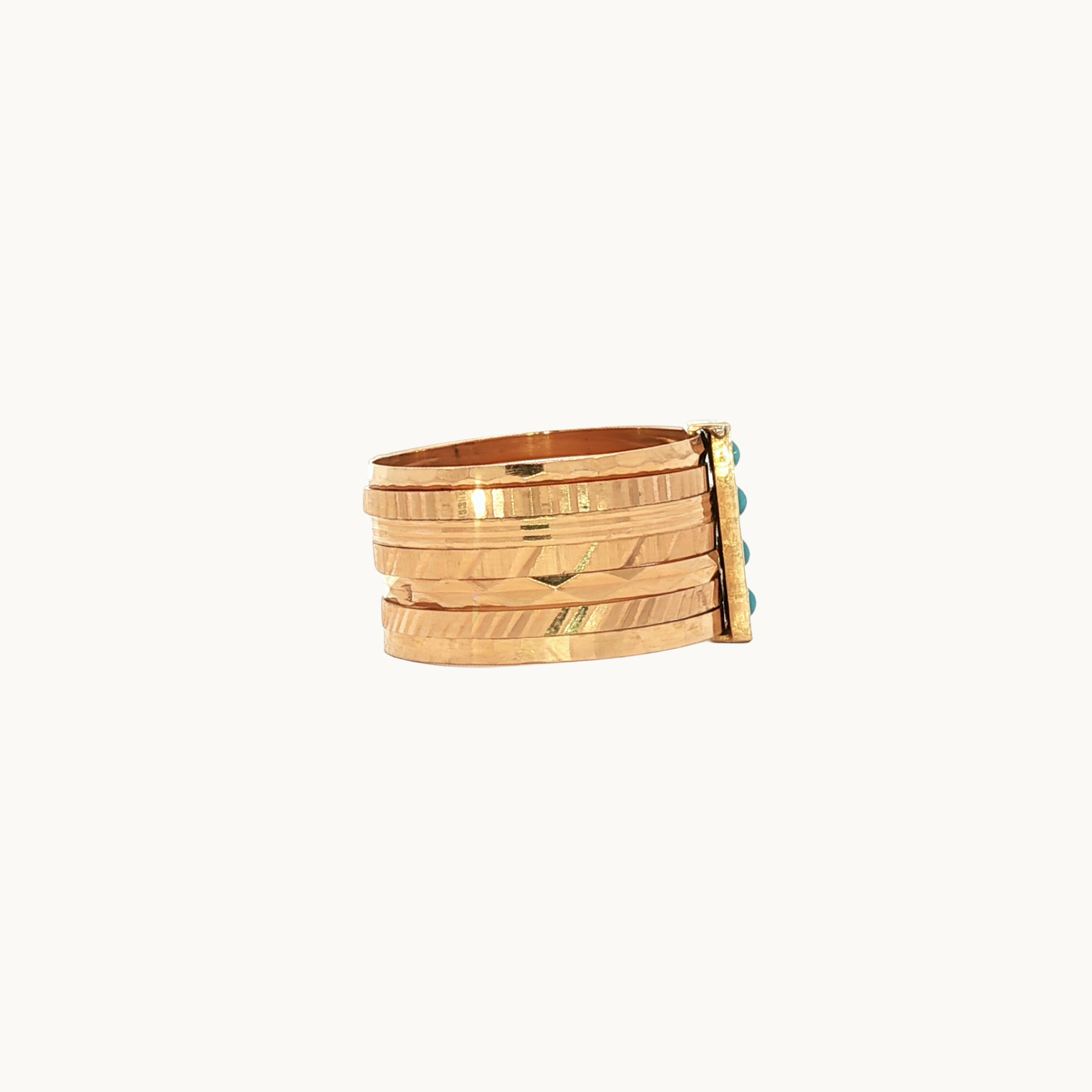 18K Yellow Gold Weekday Ring with Turquoises