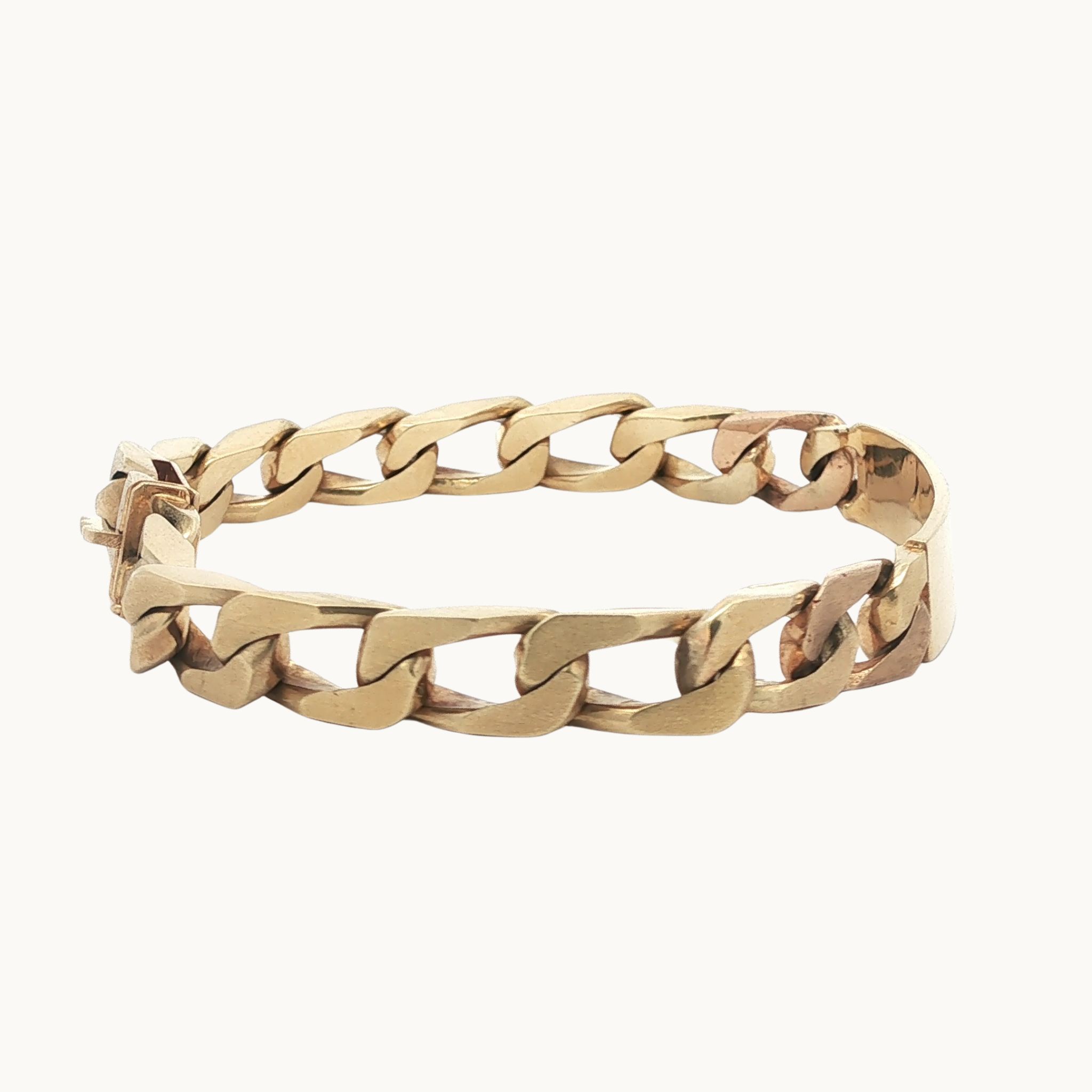 Bracelet Maille Gourmette en Or jaune 14K avec Plaque pour Gravure