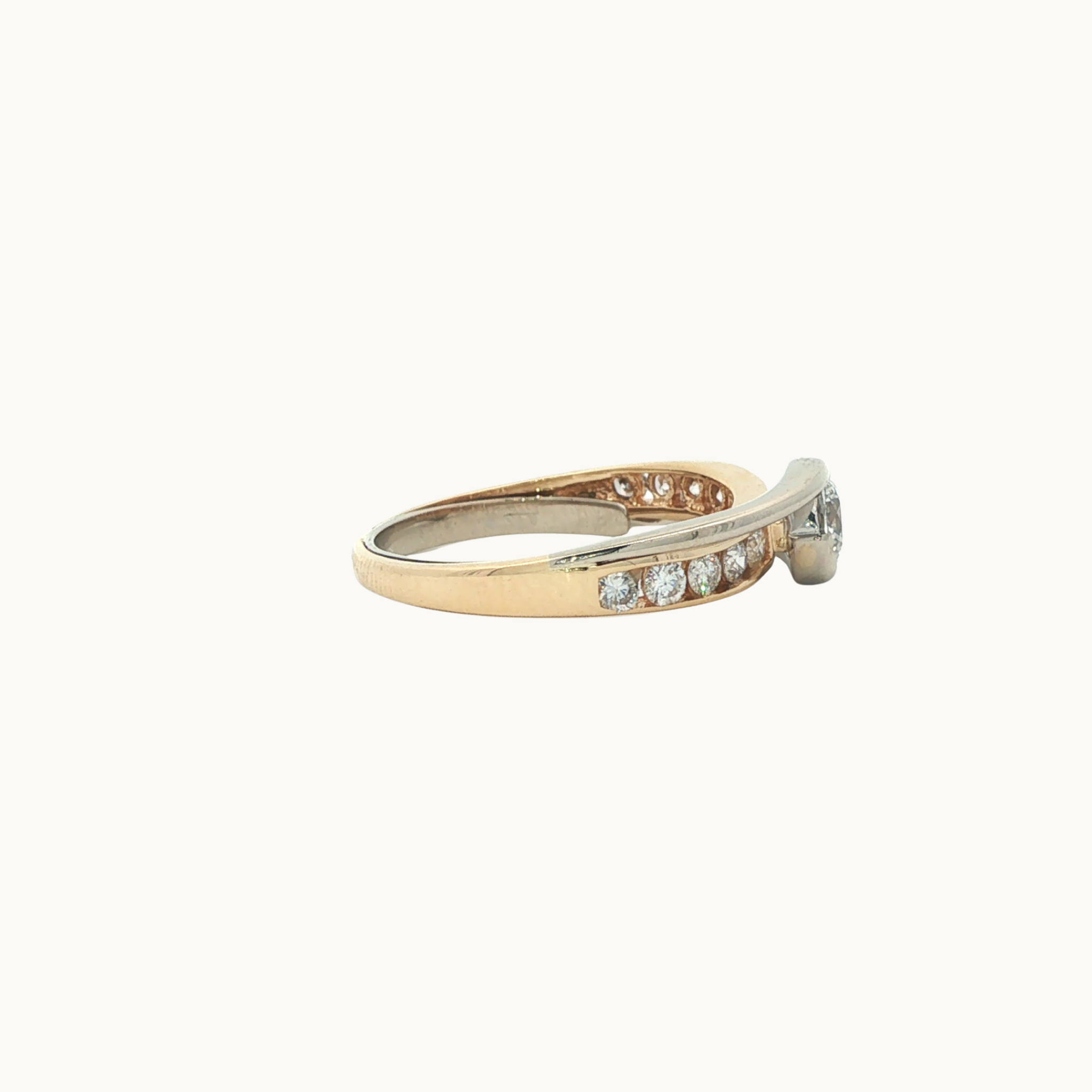 14K Yellow and White Gold Ring with Diamonds
