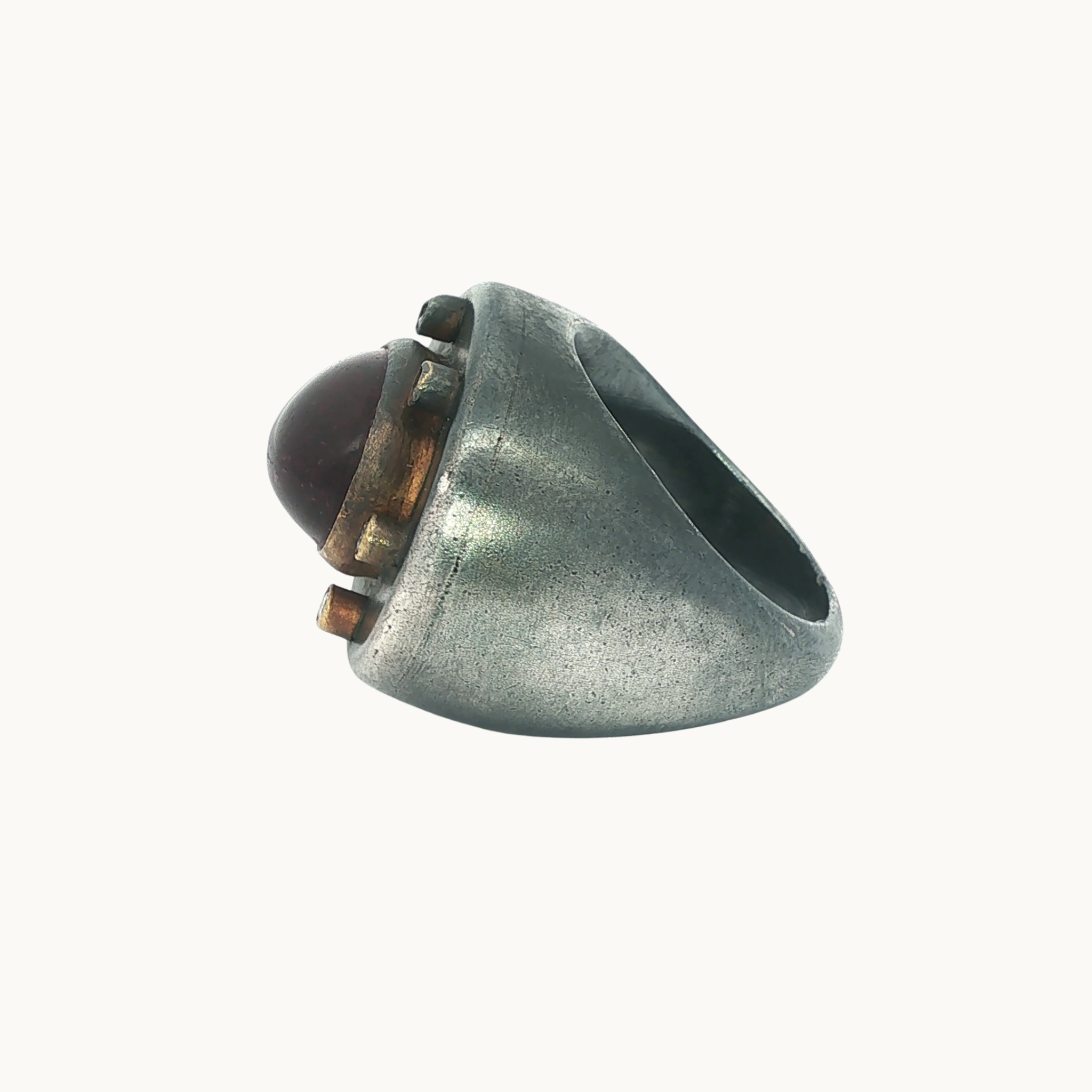 Bague Chevalière en Argent 925, plaqué Or 24K avec Tourmaline