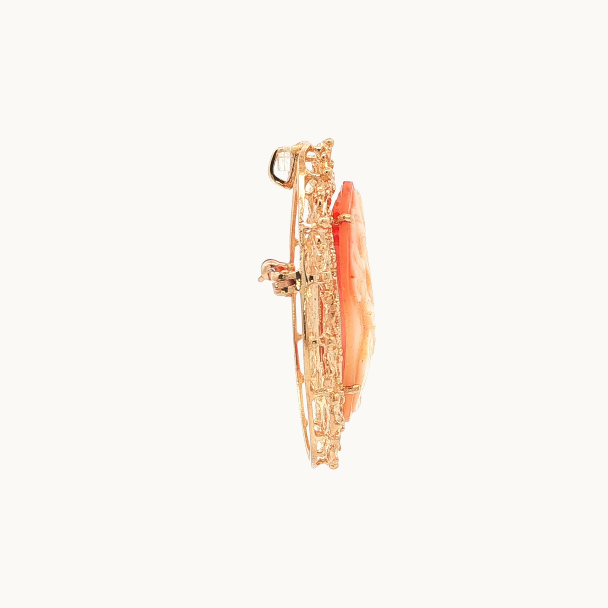 Broche/Pendentif Camée en Or jaune 14K