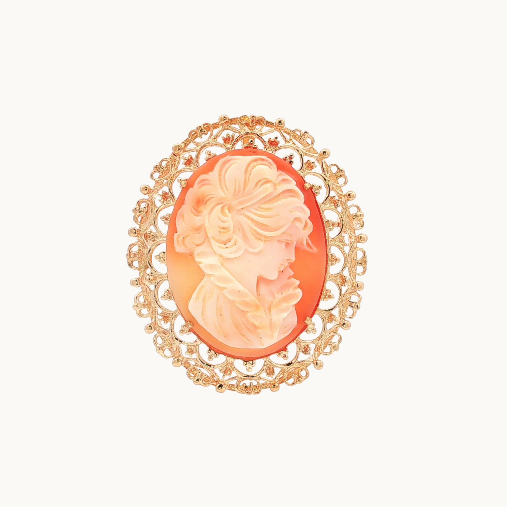 Broche/Pendentif Camée en Or jaune 14K